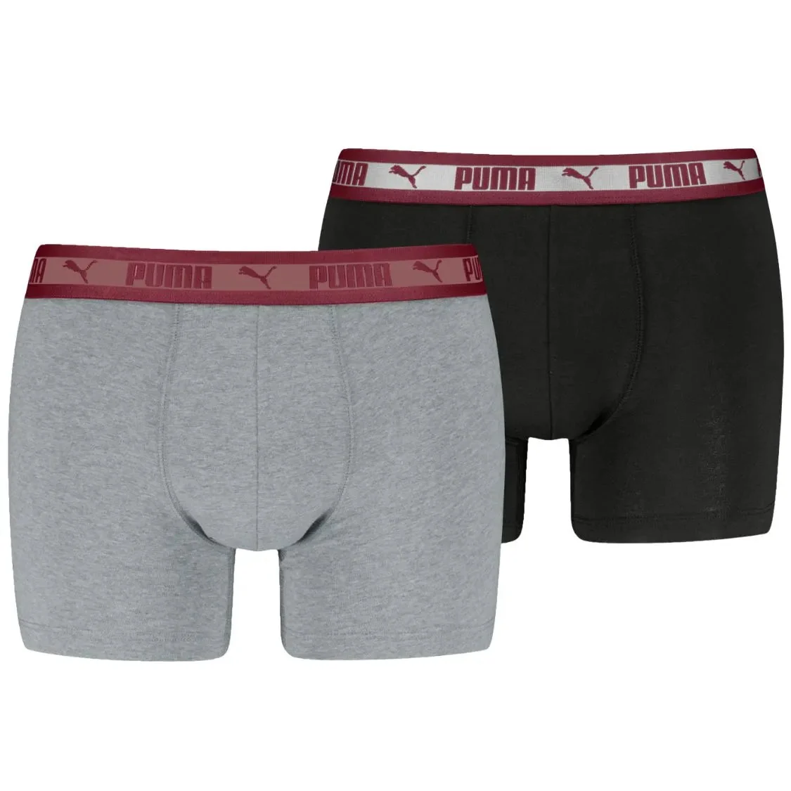 2-Pack Chromatic Waistband Boxer Briefs, Grey/Black/burgundy