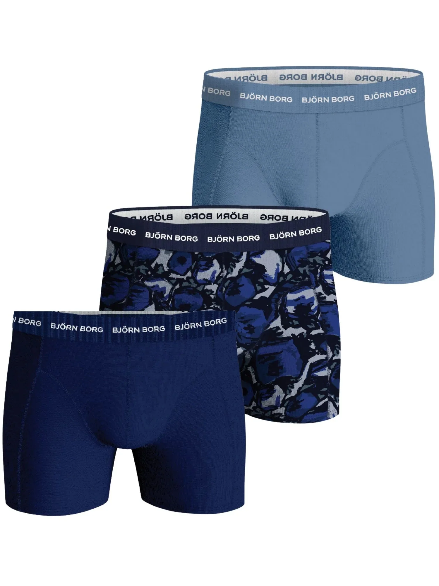 3-Pack Camo Print Boxer Briefs, Blue Mix