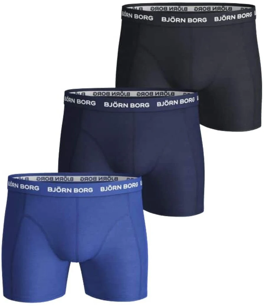3-Pack Classic Logo Boxer Trunks, Blue Mix