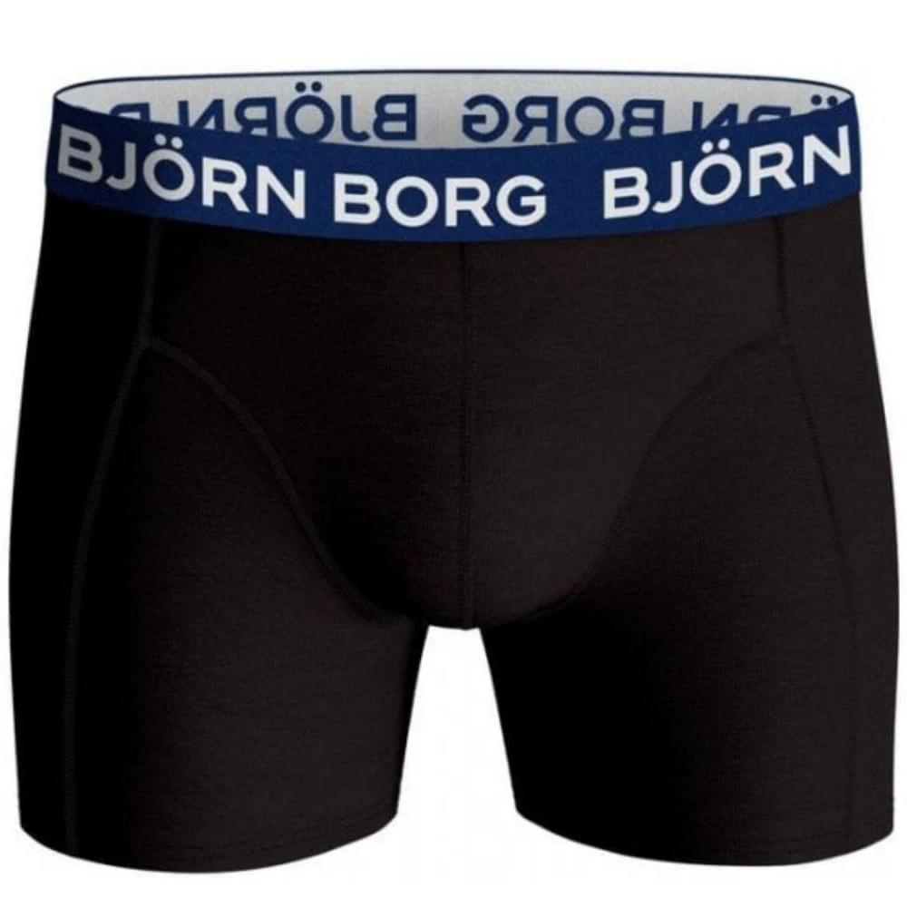 3-Pack Contrast Waistband Boxer Trunks, Black w/ green/blue/red - Image 3