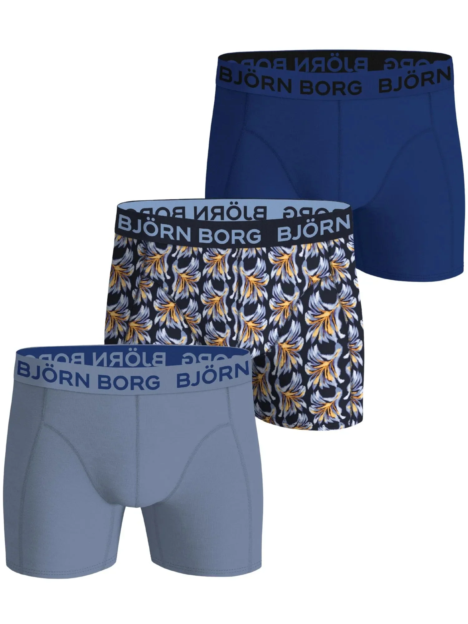 3-Pack Floral Print Boxer Briefs, Blue Mix