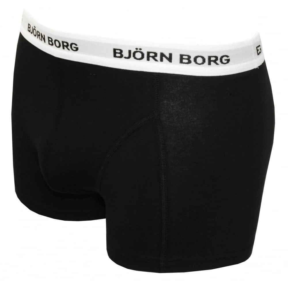 3-Pack White Waistband Boxer Trunks, Black - Image 3