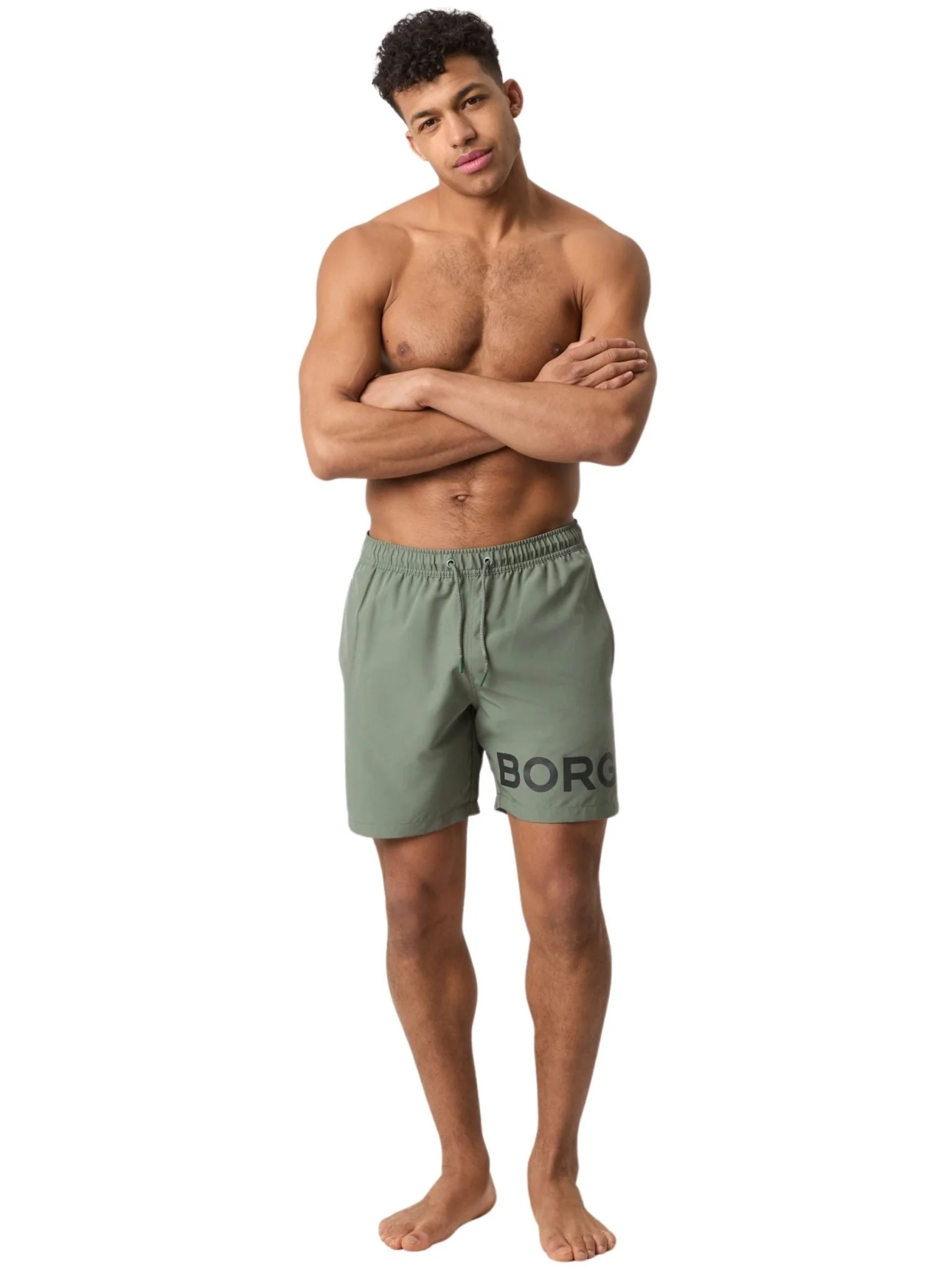 Borg Logo Swim Shorts, Agave Green - Image 4
