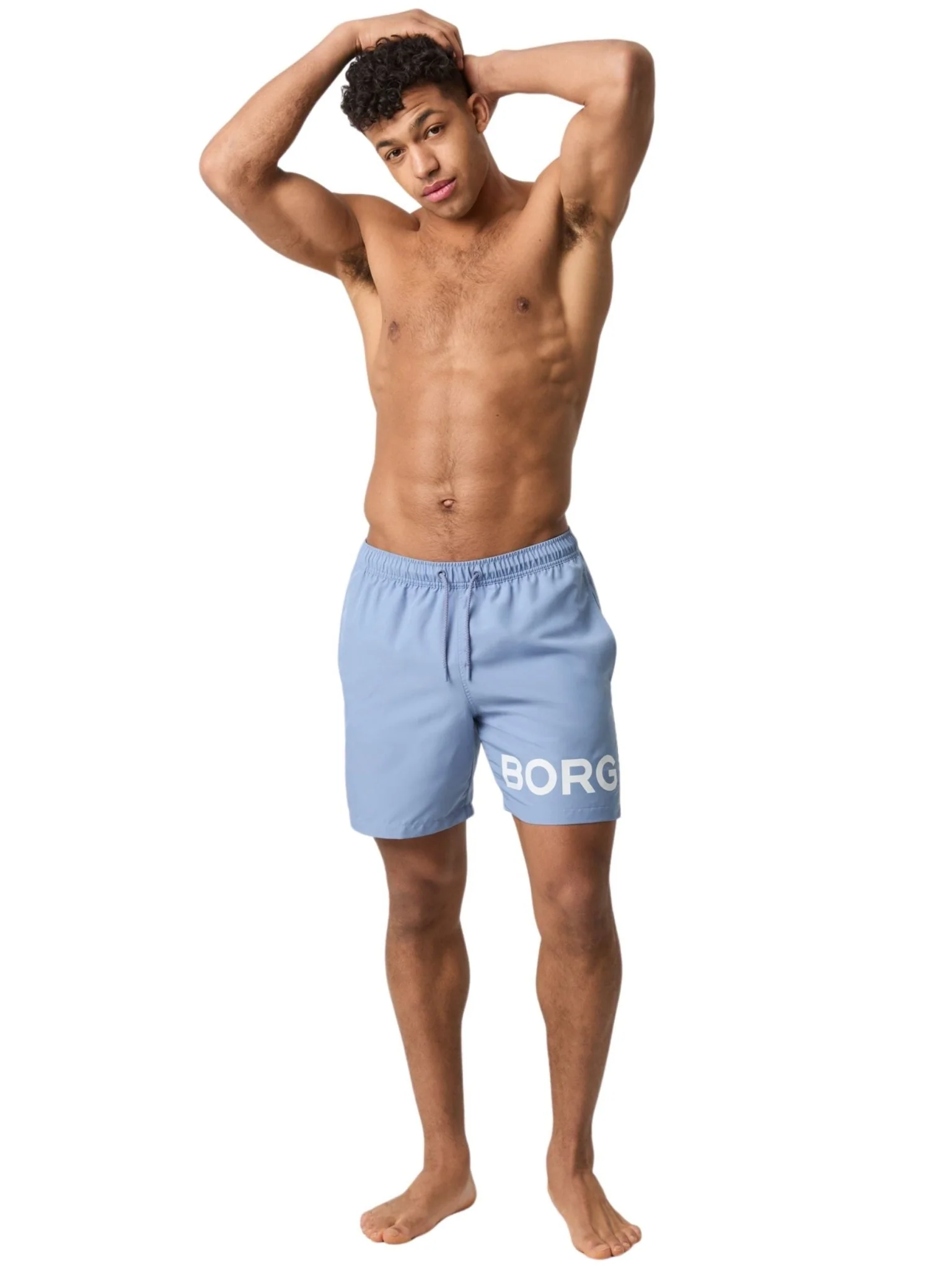 Borg Logo Swim Shorts, Stonewash Blue - Image 4