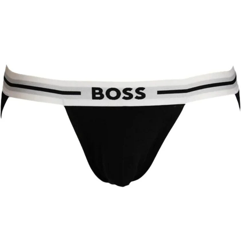 3-Pack Power Contrast Waistband Jockstraps, Black w/ khaki/white - Image 2