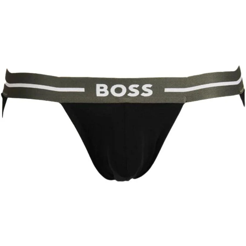 3-Pack Power Contrast Waistband Jockstraps, Black w/ khaki/white - Image 4
