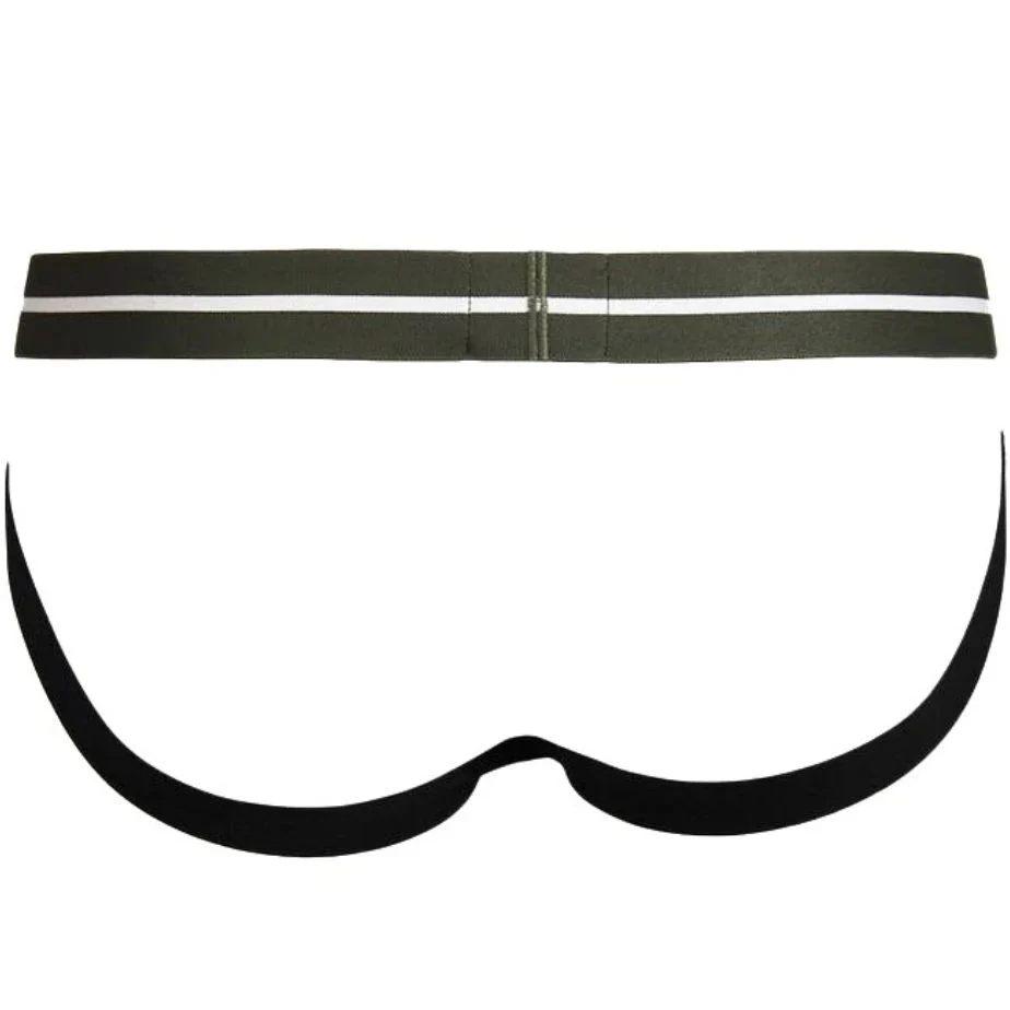 3-Pack Power Contrast Waistband Jockstraps, Black w/ khaki/white - Image 5