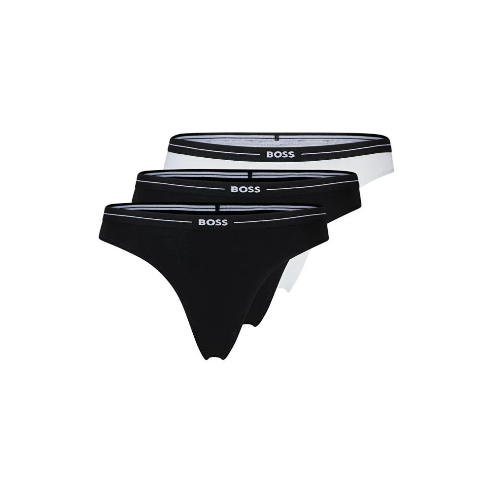3-Pack Power Logo Thongs, Black/white