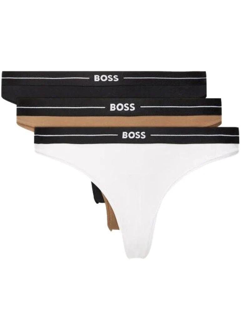 3-Pack Power Logo Thongs, Black/White/Beige