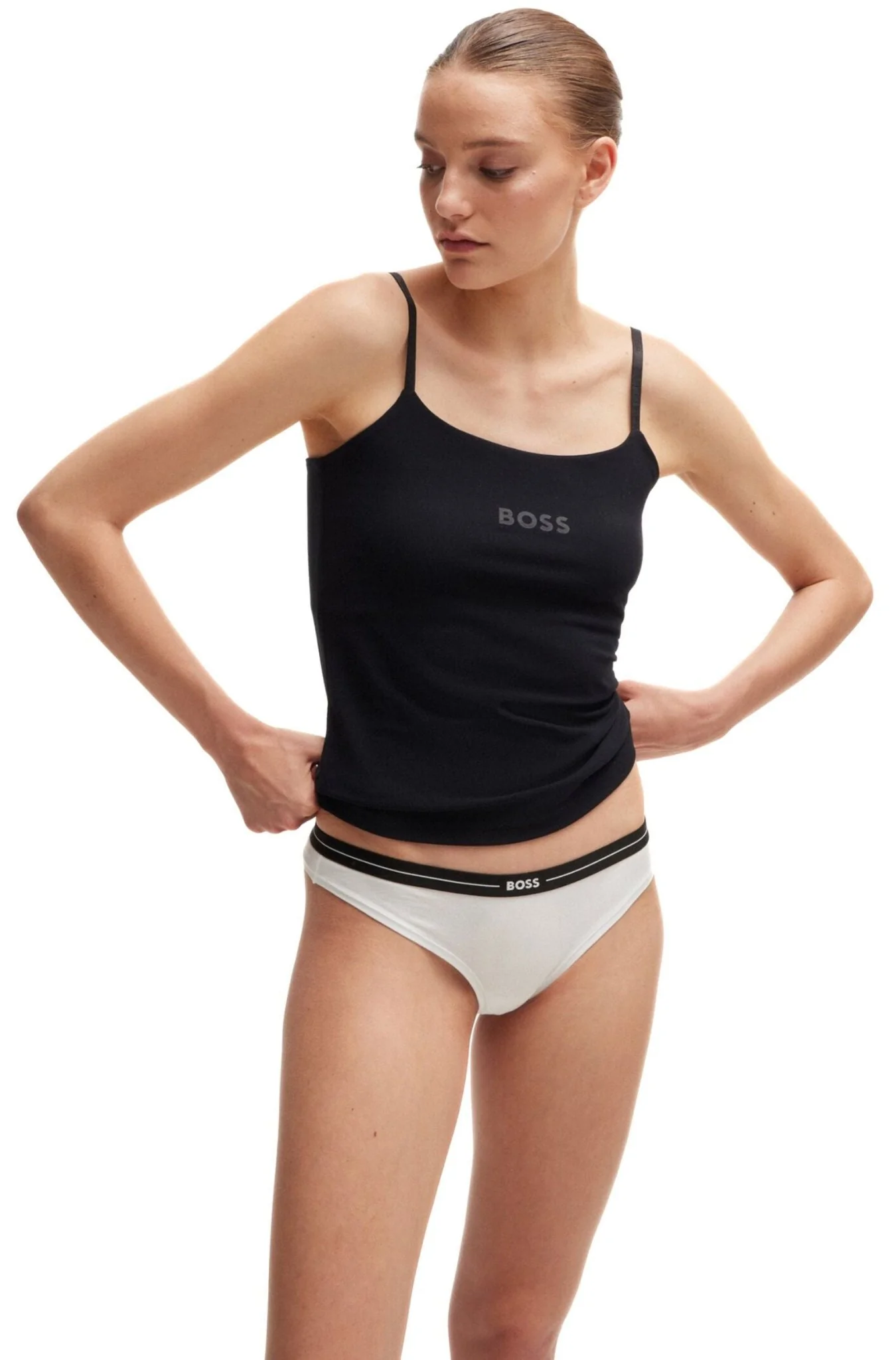 3-Pack Power Logo Waistband Thongs, Black/Ecru/Beige - Image 4