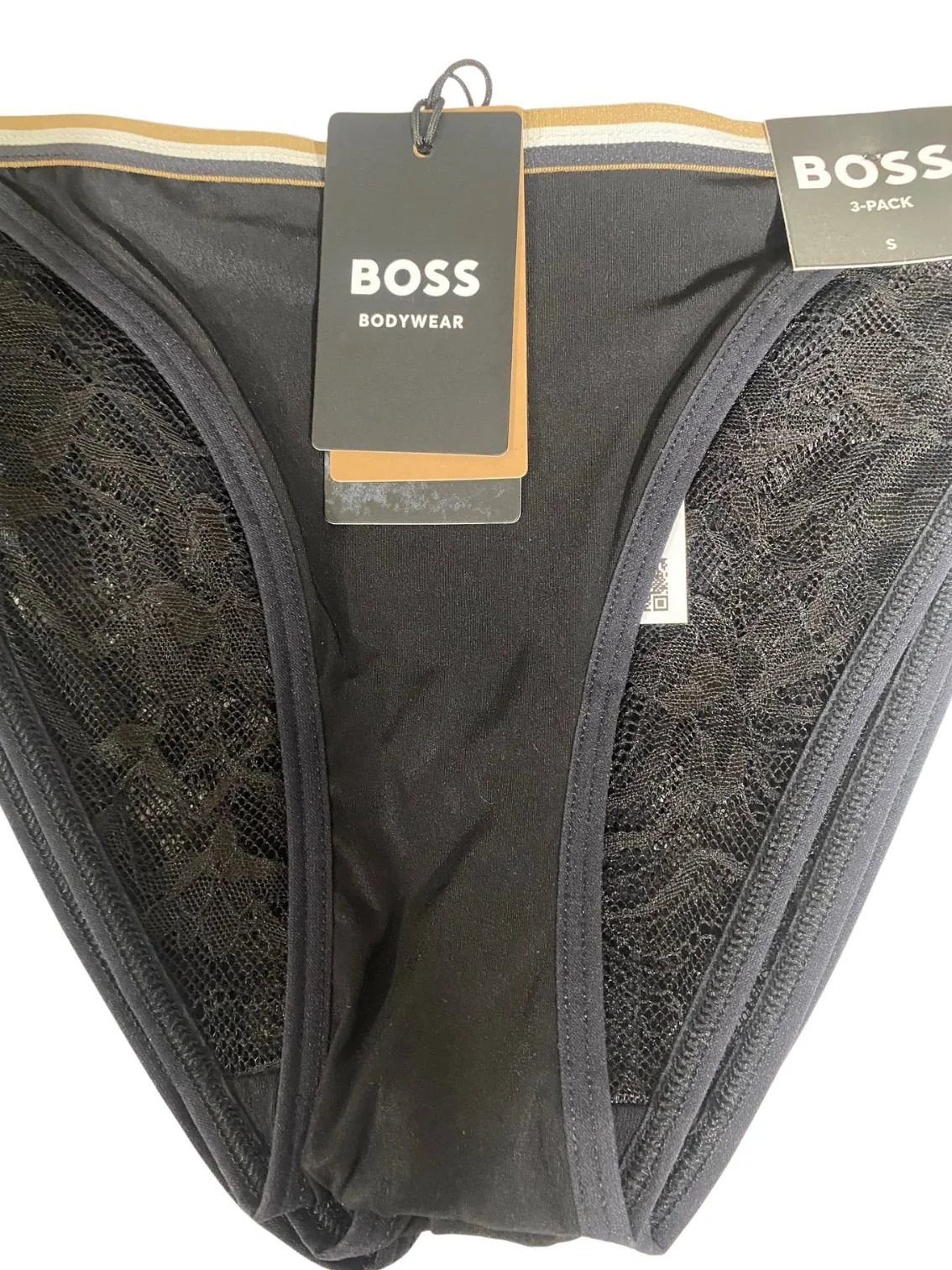 3-Pack Stripe Lace Briefs, Black - Image 5