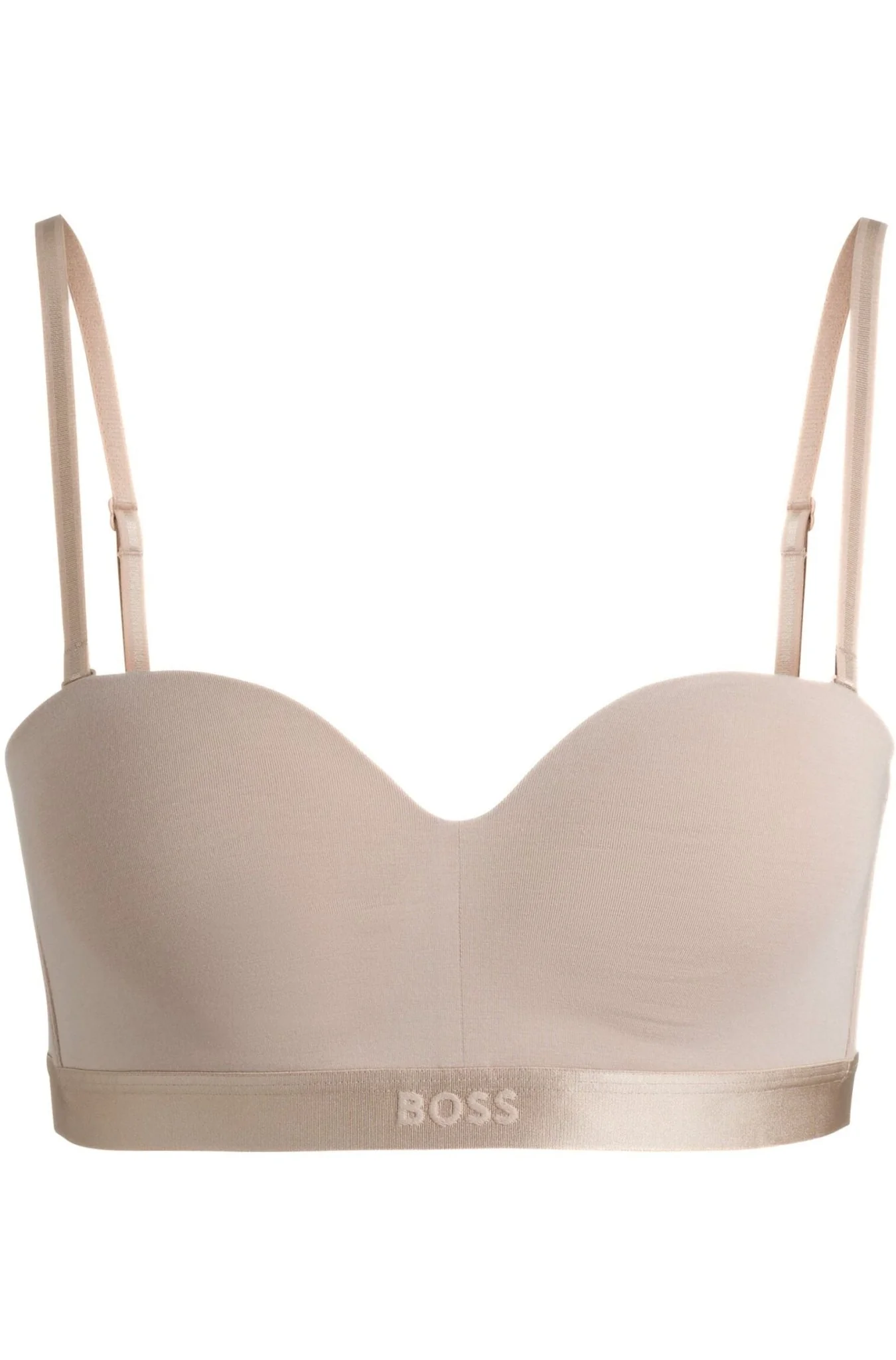 Bea Cotton Modal Padded Triangle Bra, Light Beige - Image 2