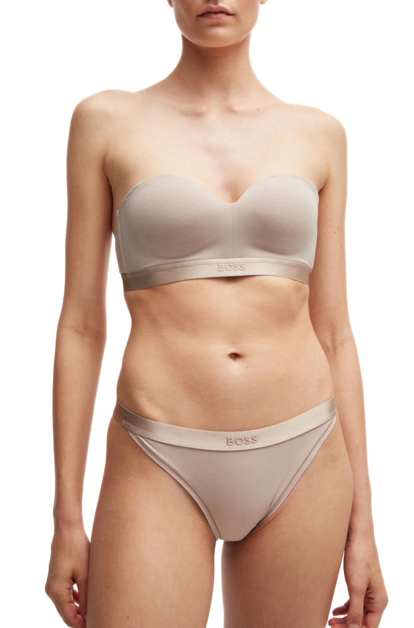 Bea Cotton Modal Padded Triangle Bra, Light Beige - Image 4