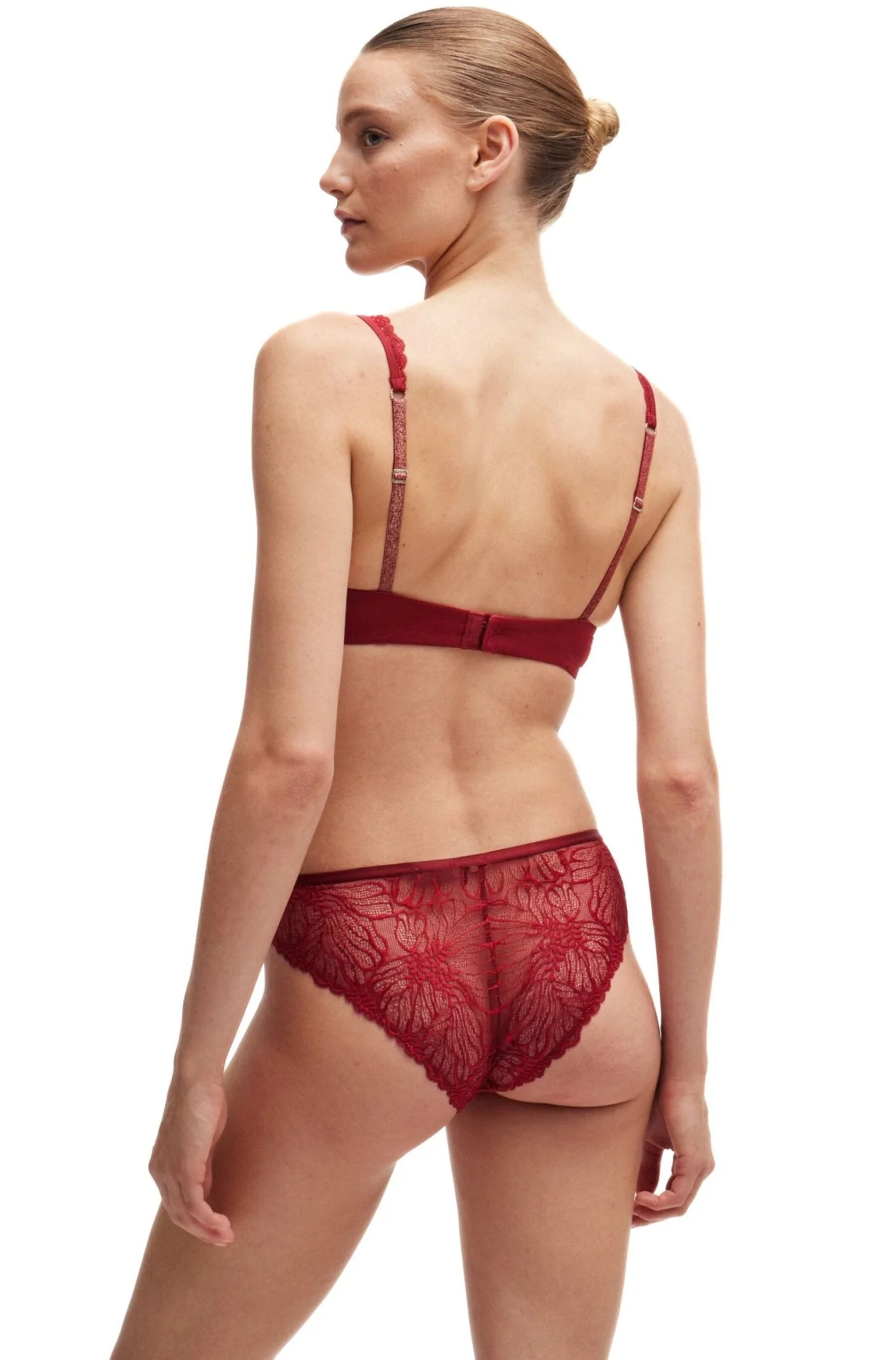 Bianca Lace Brief, Burgundy Red - Image 3