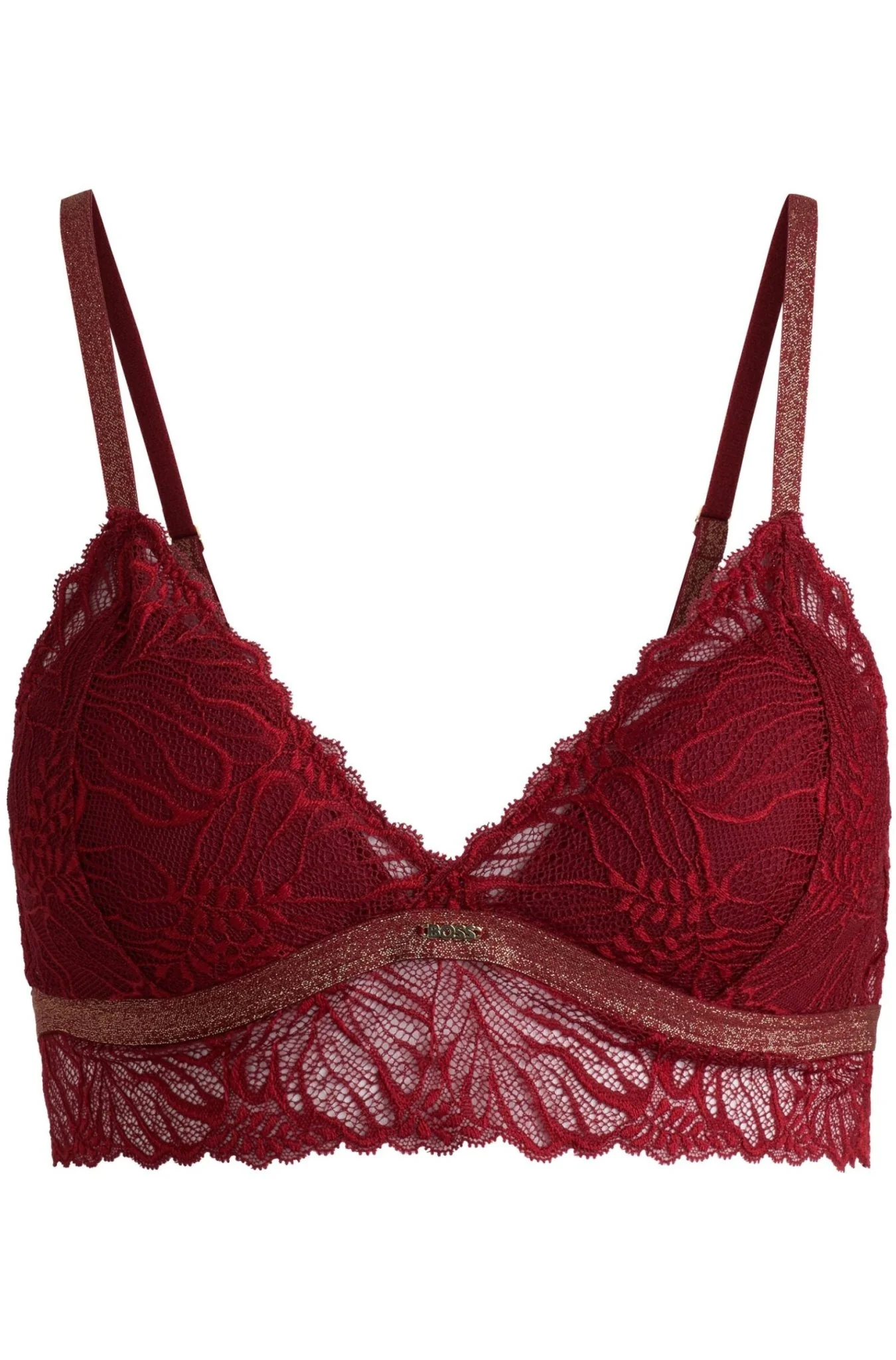 Bianca Lace Triangle Bra, Burgundy Red