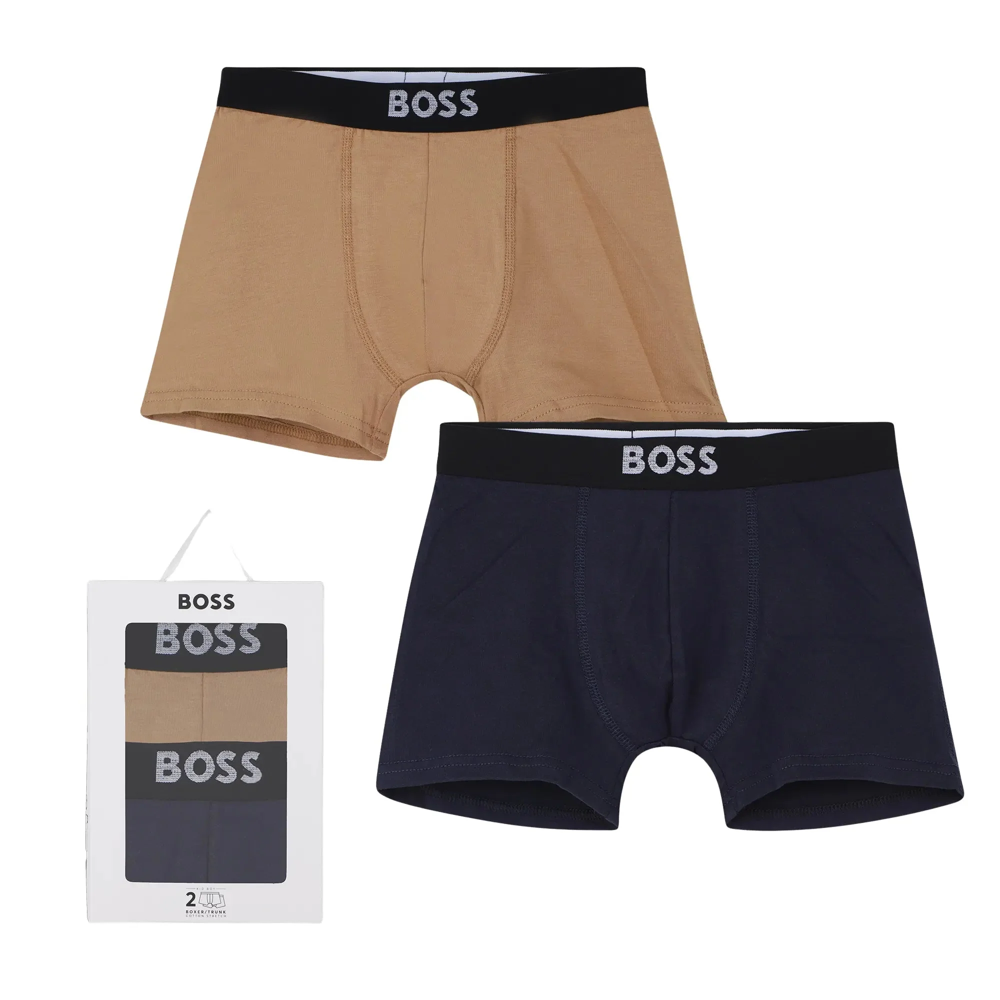 Boys 2-Pack Icon Boxer Trunks, Cookie/Navy - Image 6