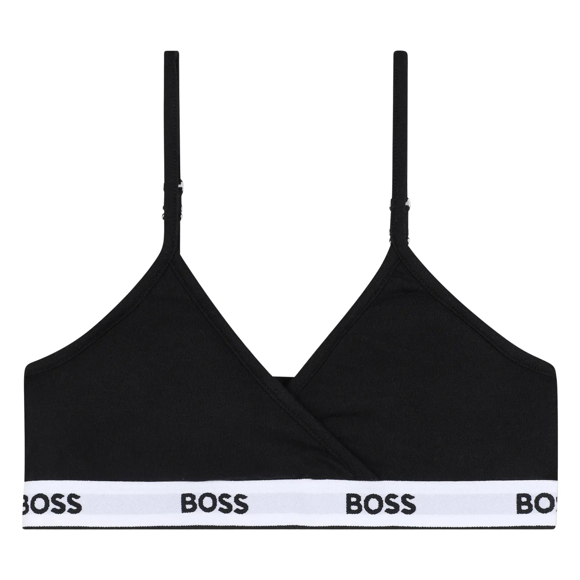 Girls 2-Pack Classic Logo Bralettes, Black/White - Image 2