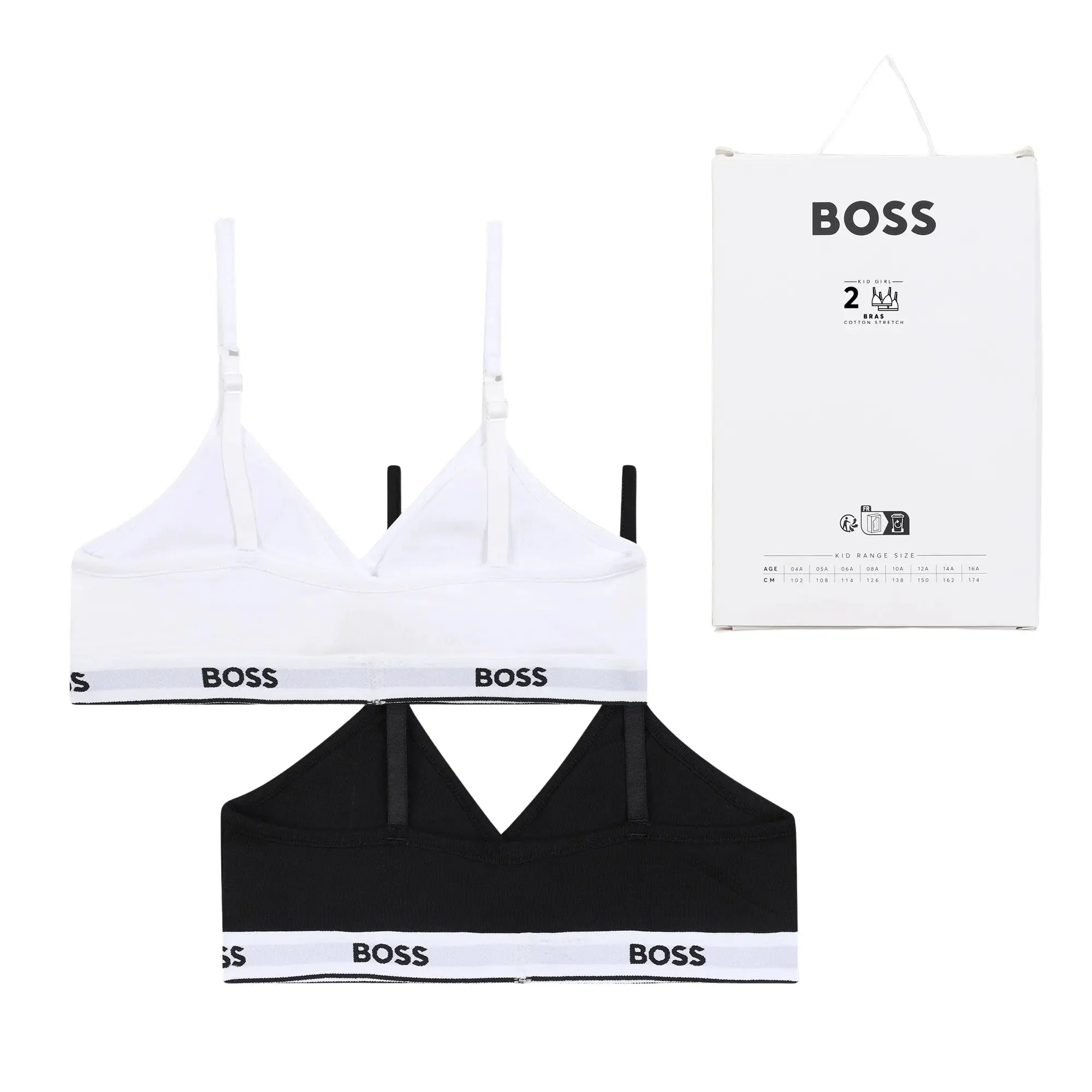 Girls 2-Pack Classic Logo Bralettes, Black/White - Image 8