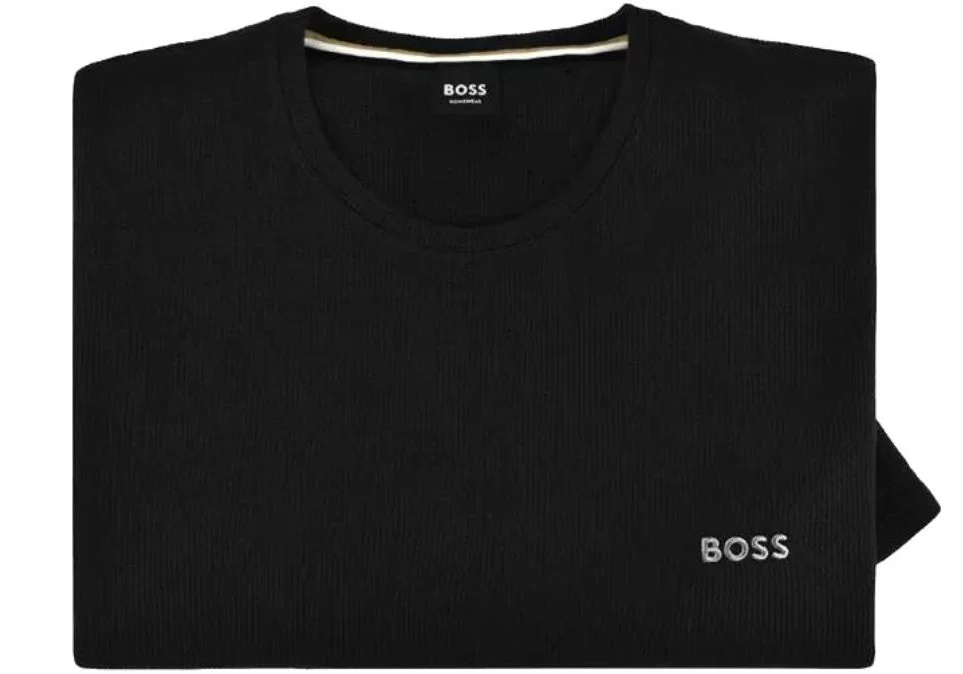 Lightweight Mini Waffle T-Shirt, Black - Image 3