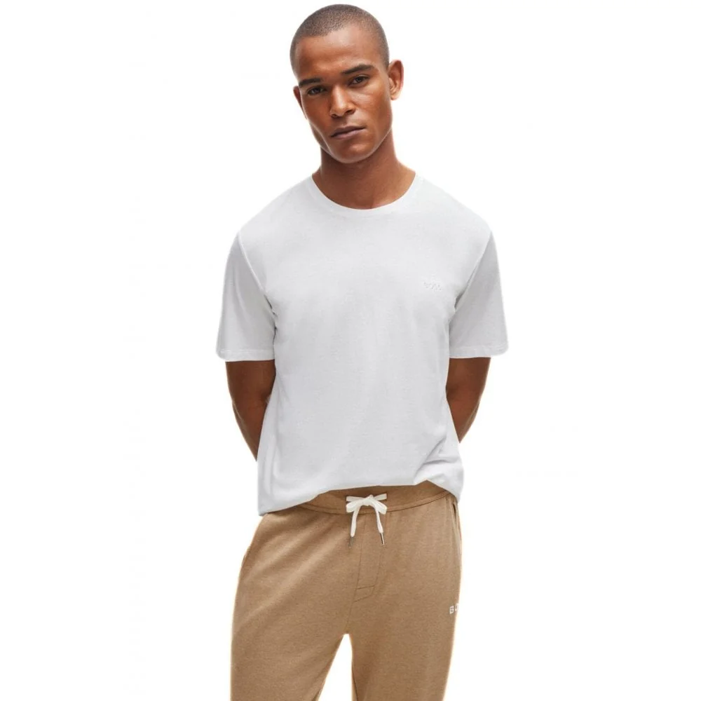 Luxe Jersey Crew-Neck Loungewear T-Shirt, White - Image 4