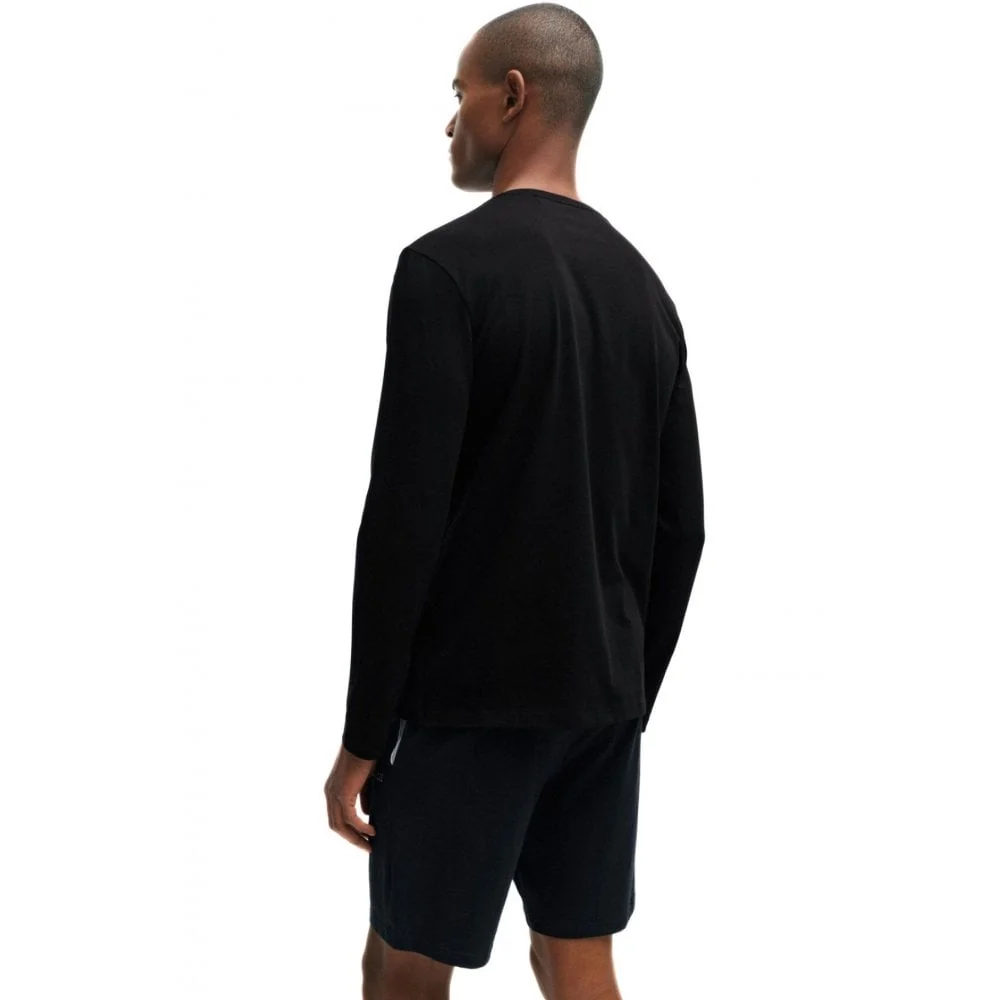 Luxe Jersey Long-Sleeve Loungewear T-Shirt, Black - Image 3
