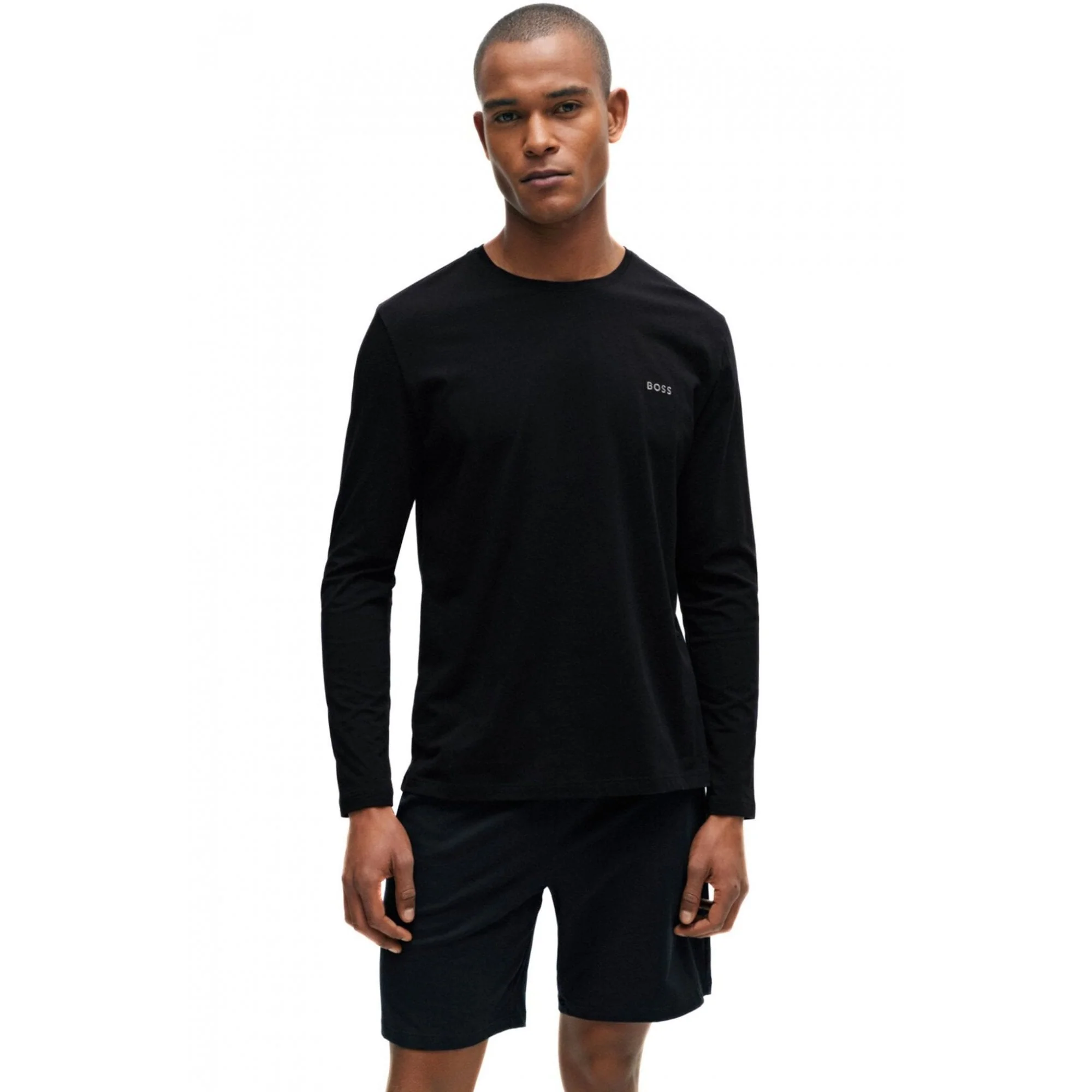 Luxe Jersey Long-Sleeve Loungewear T-Shirt, Black - Image 4