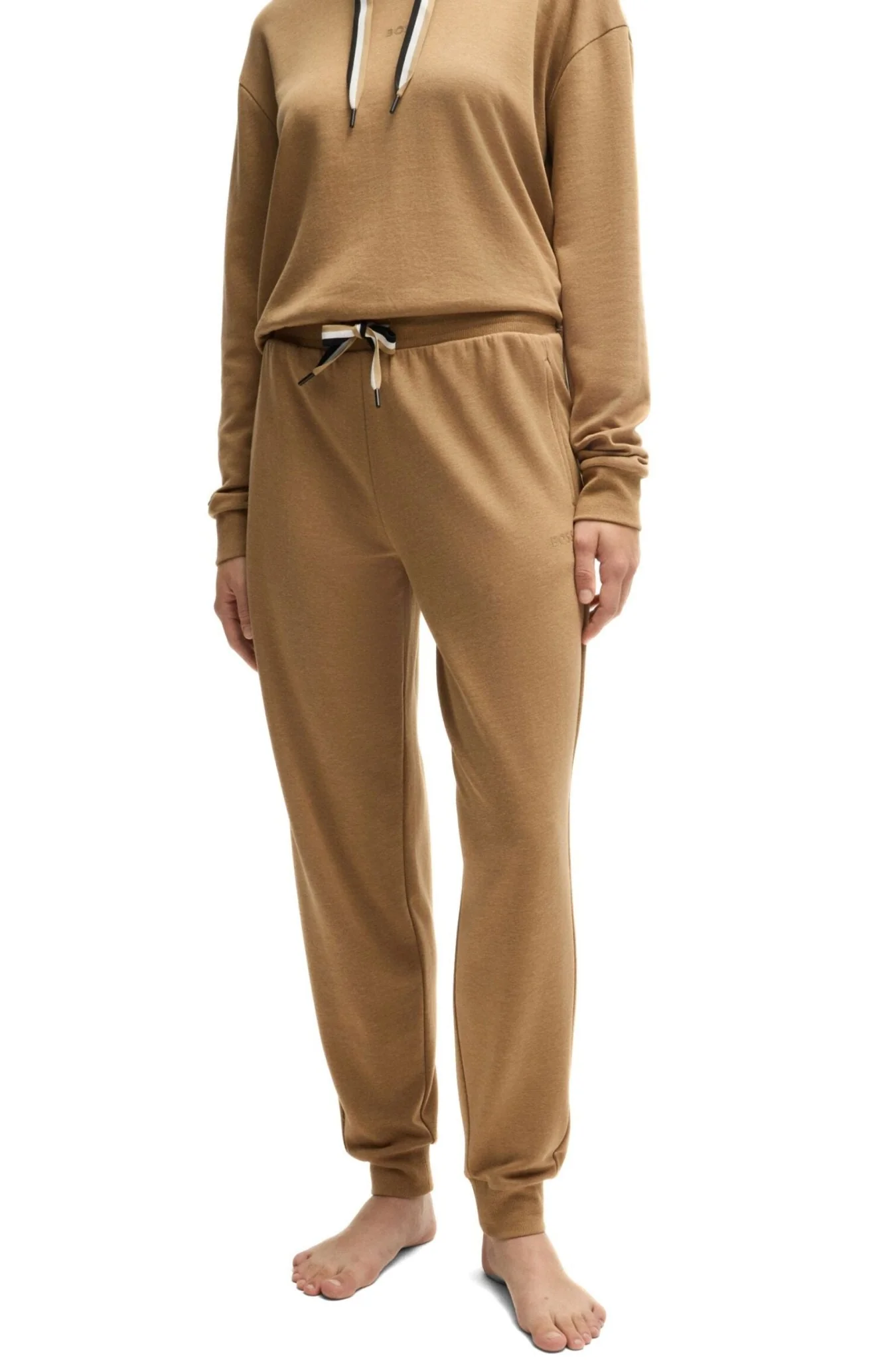 Luxe Logo Stripe Jogging Bottoms, Medium Beige - Image 2