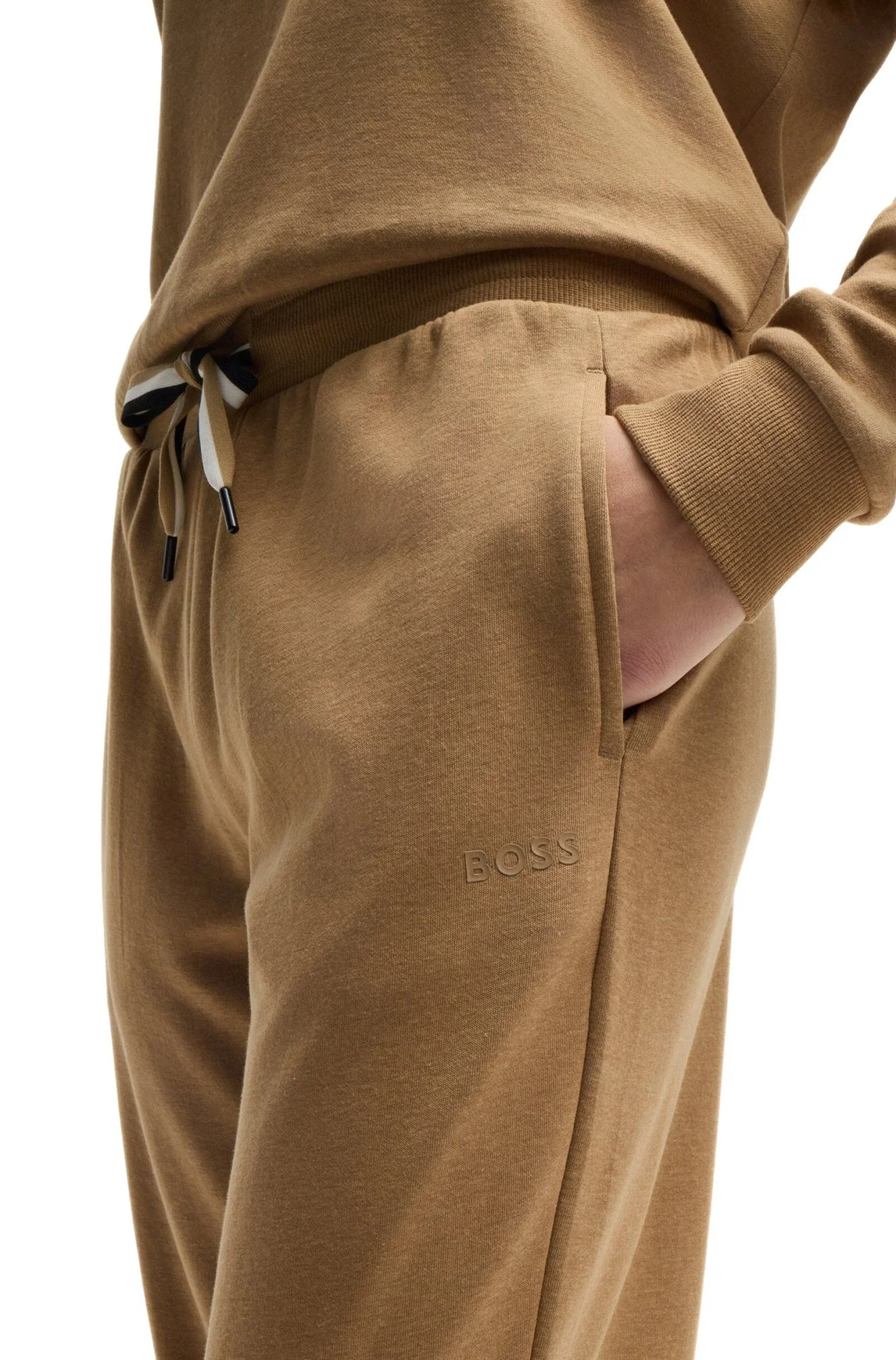 Luxe Logo Stripe Jogging Bottoms, Medium Beige - Image 4