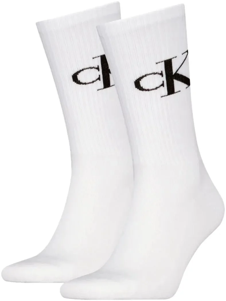 2-Pack CK Jeans Logo Sports Socks, White