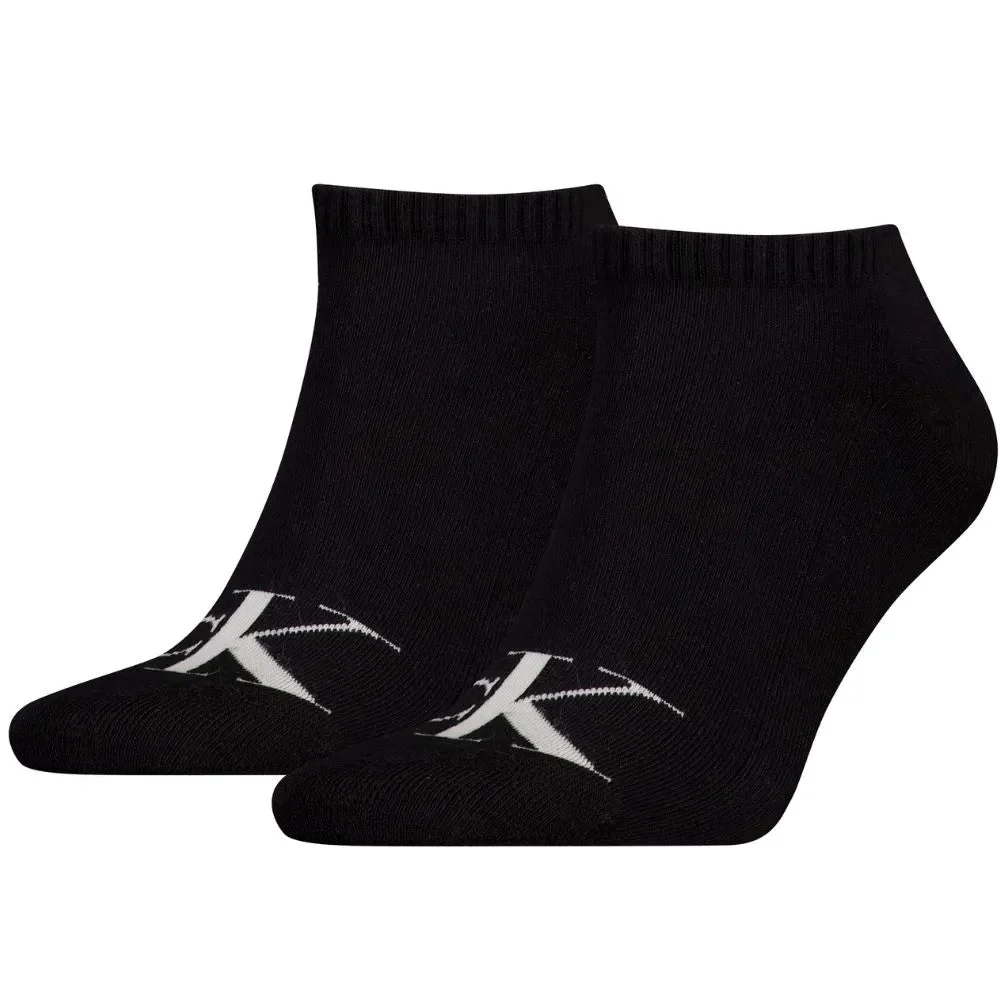2-Pack CK Jeans Logo Sports Trainer Socks, Black