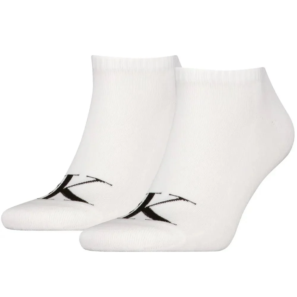2-Pack CK Jeans Logo Sports Trainer Socks, White