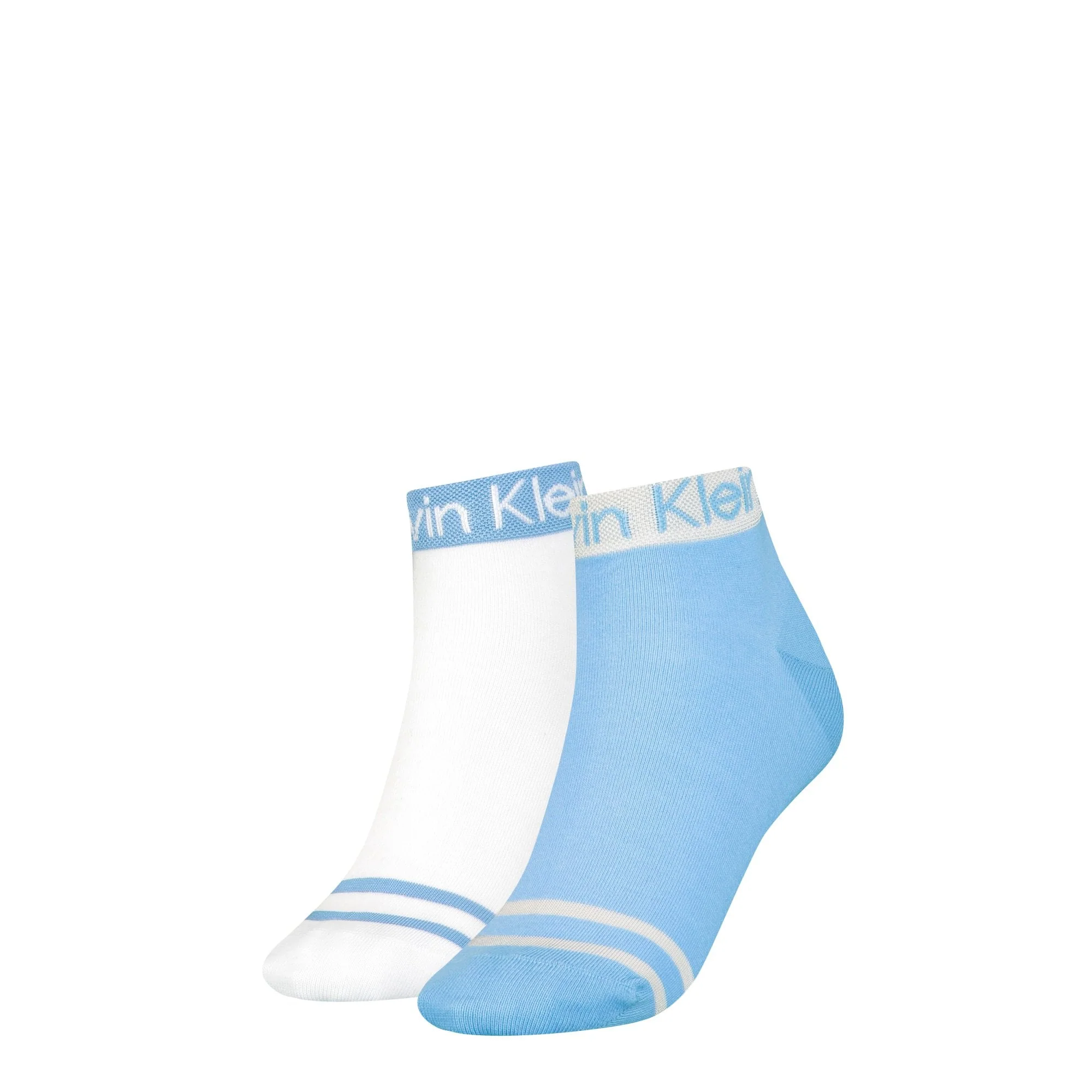 2-Pack Logo Welt Women's Quarter Socks, Light Blue/white - Image 2