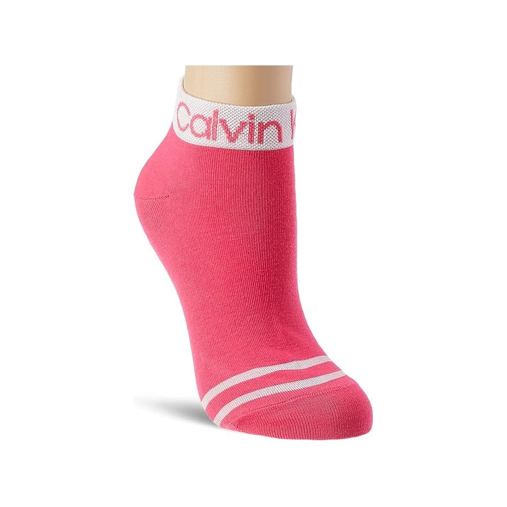 2-Pack Logo Welt Women's Quarter Socks, Magenta/white - Image 3