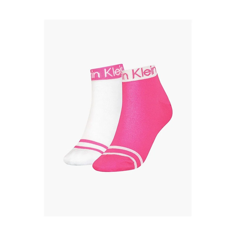 2-Pack Logo Welt Women's Quarter Socks, Magenta/white - Image 4