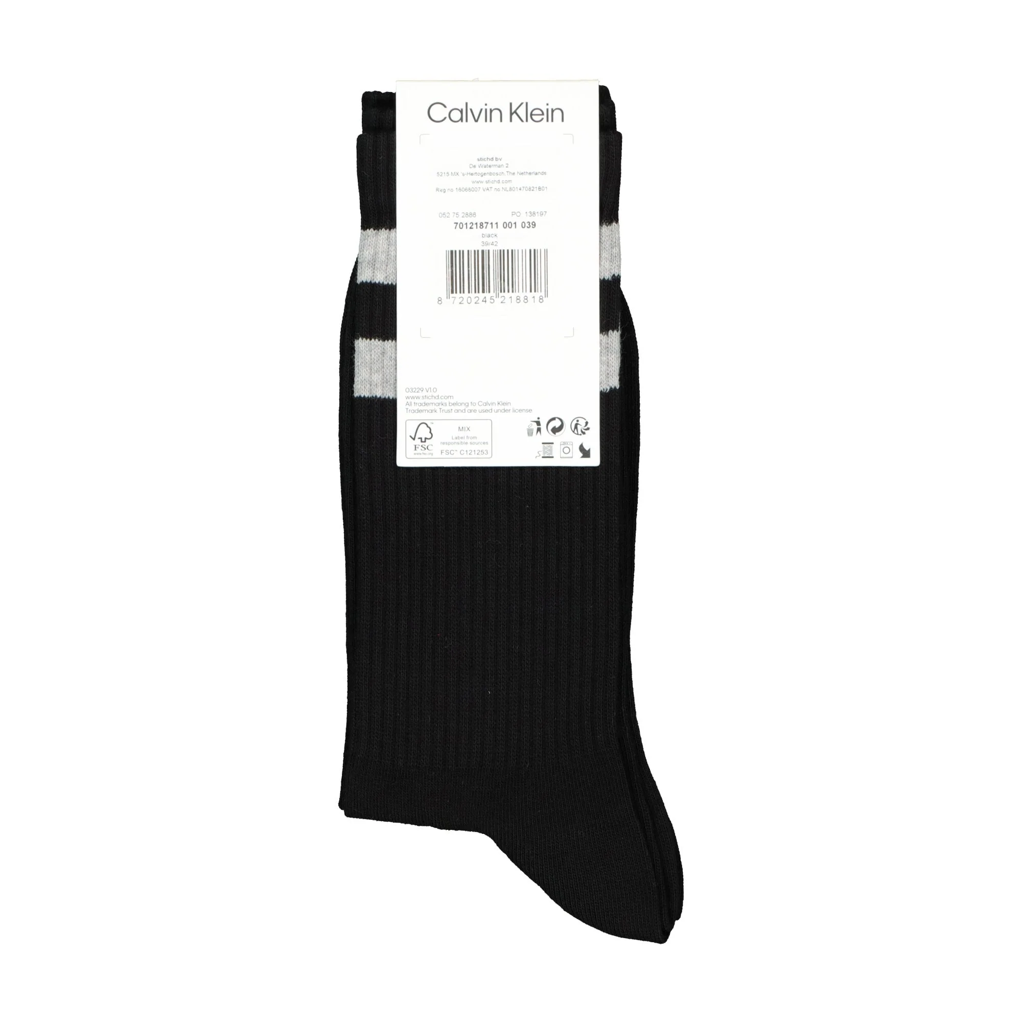 2-Pack Stripes Casual Sports Socks, Black - Image 2