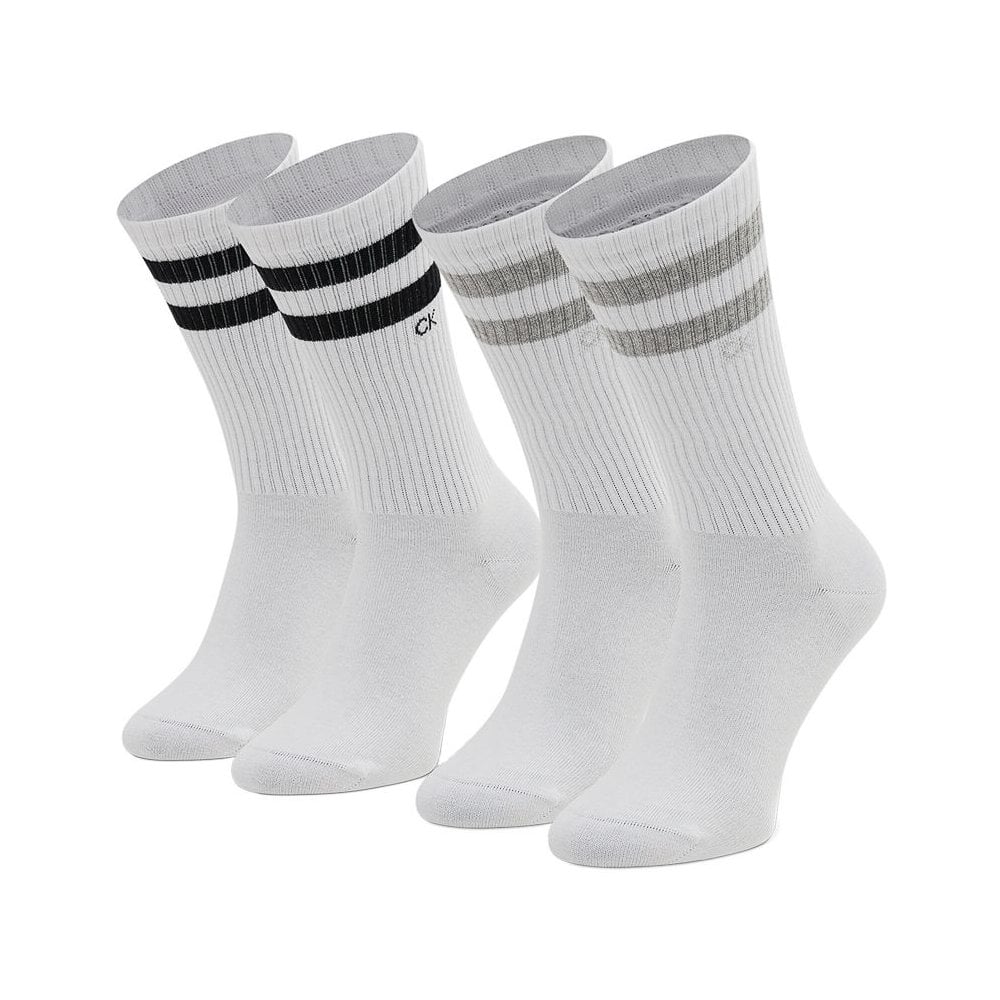 2-Pack Stripes Casual Sports Socks, White - Image 4