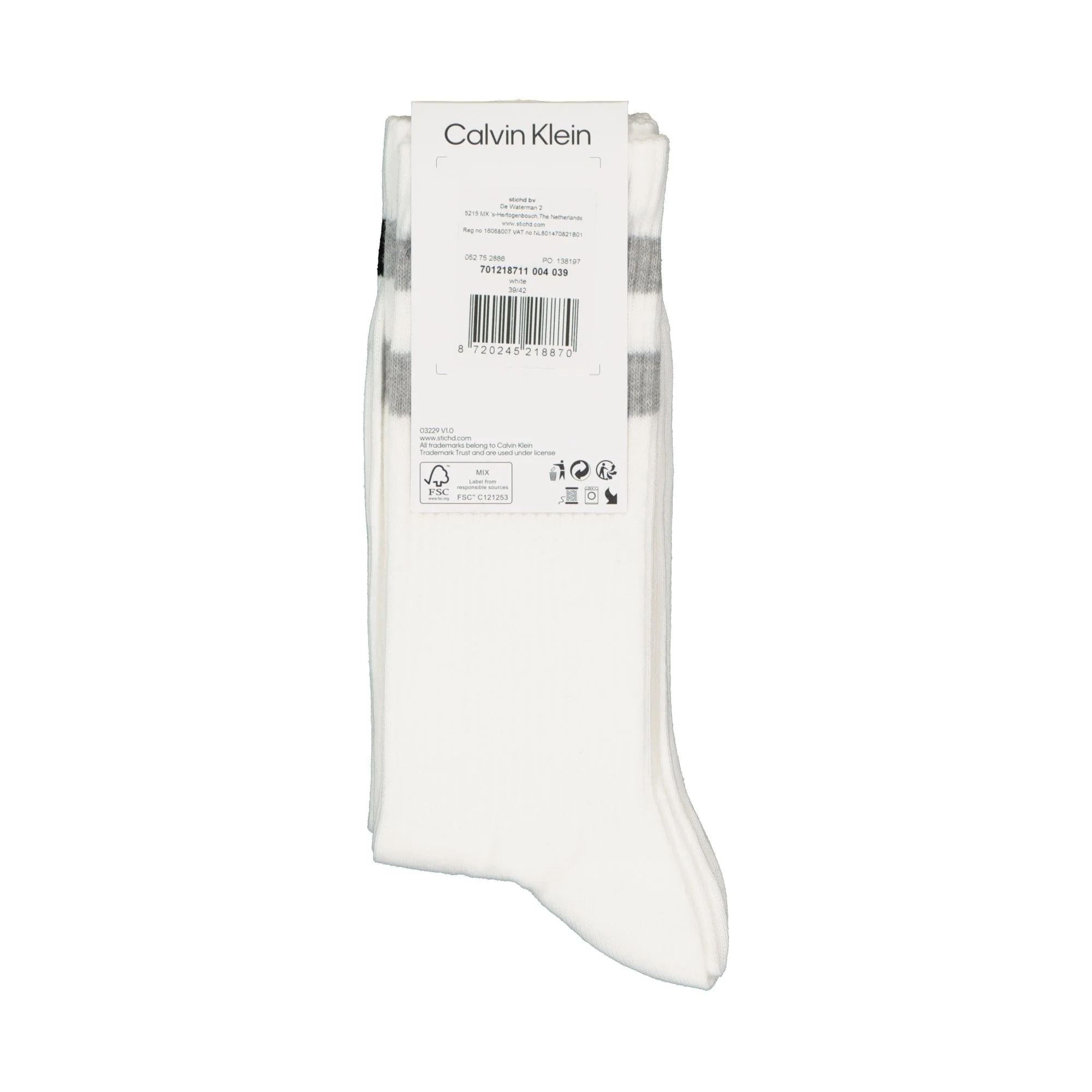 2-Pack Stripes Casual Sports Socks, White - Image 5