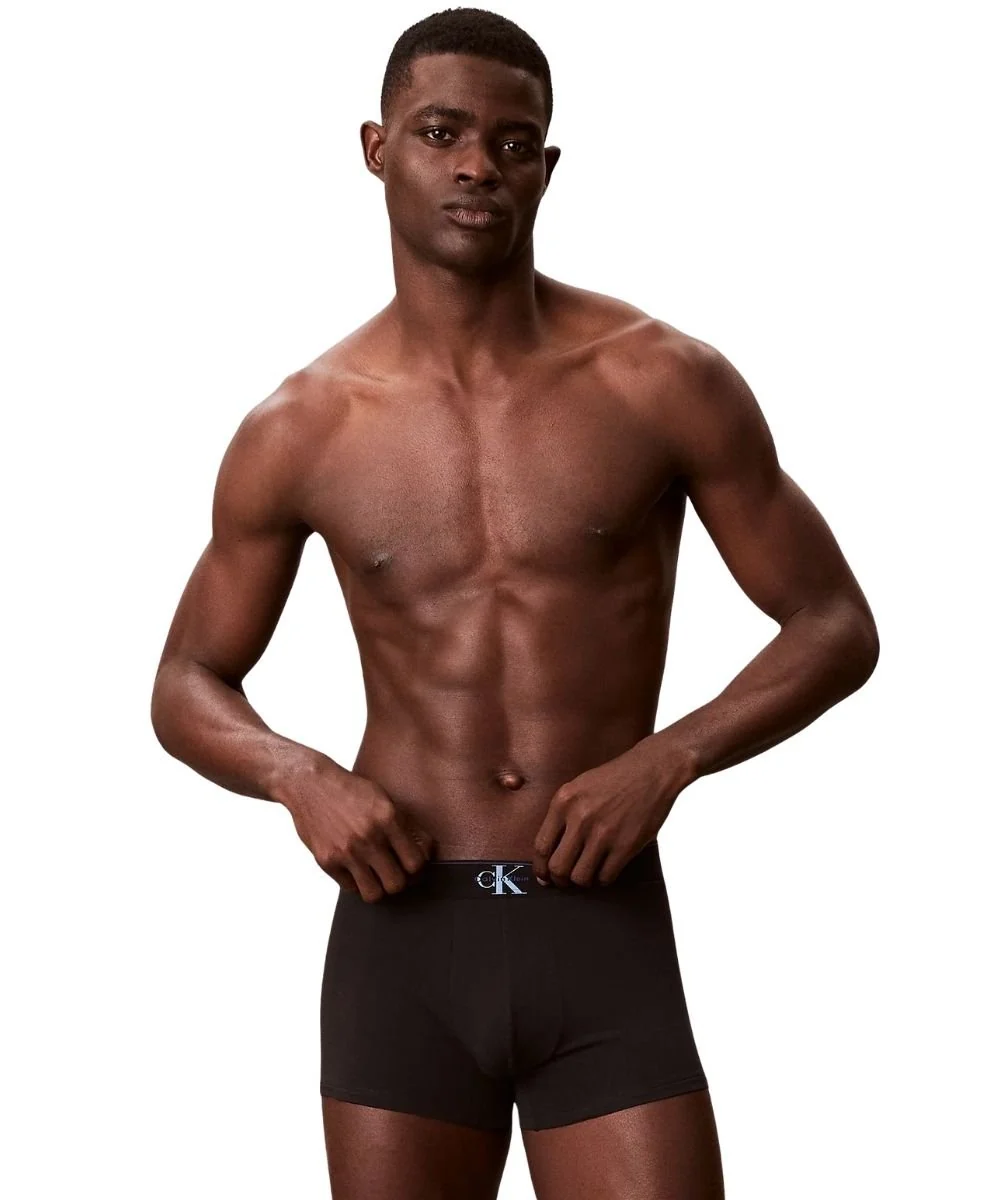 3-Pack CK Archive Boxer Trunks, Black/Blue/Blue - Image 2