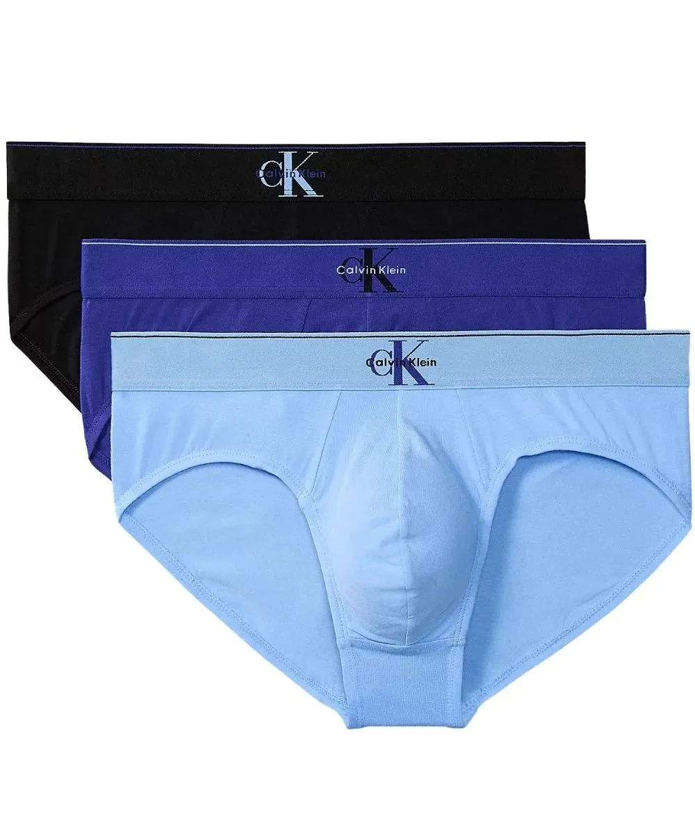3-Pack CK Archive Briefs, Black/Blue/Blue