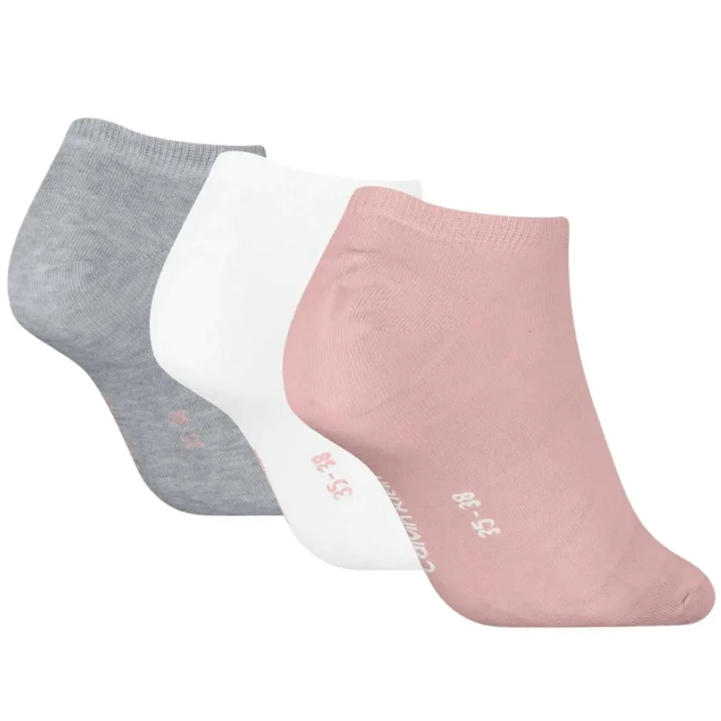 3-Pack Classic Logo Women's Trainer Socks, Pink/White/Grey