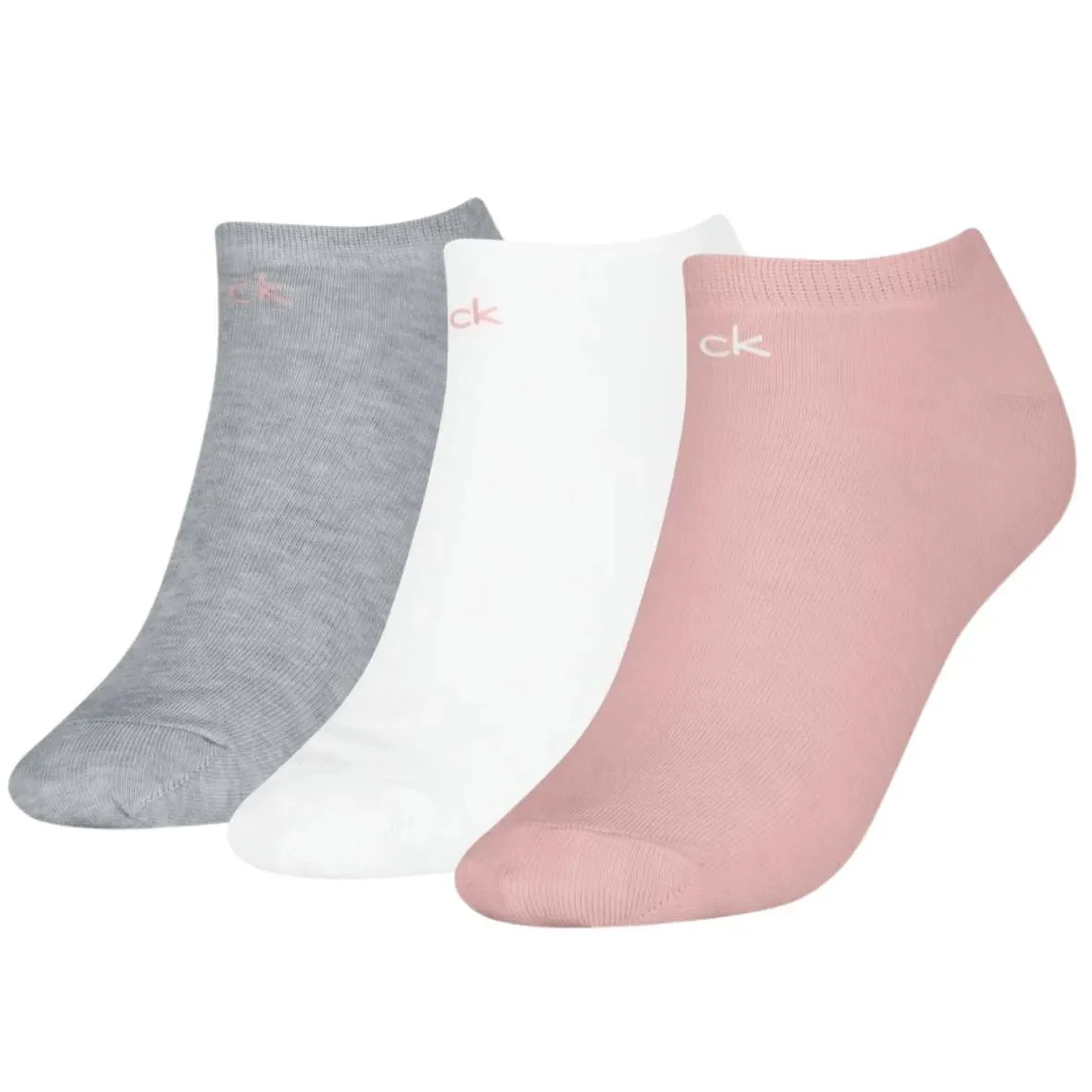 3-Pack Classic Logo Women's Trainer Socks, Pink/White/Grey - Image 2
