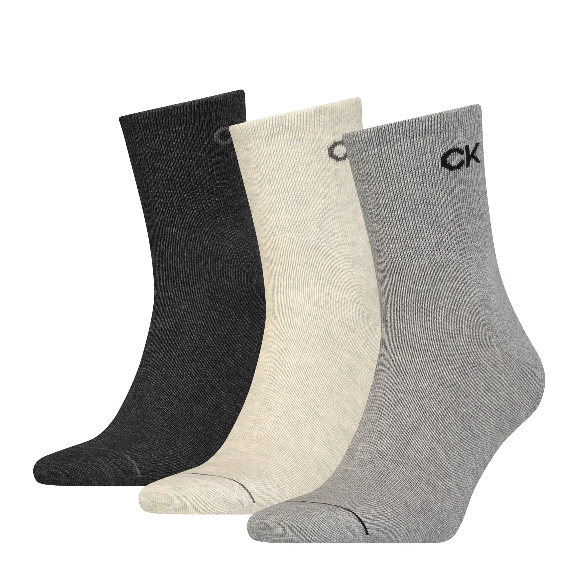 3-Pack Combed Cotton Short Socks, Mid Grey Melange