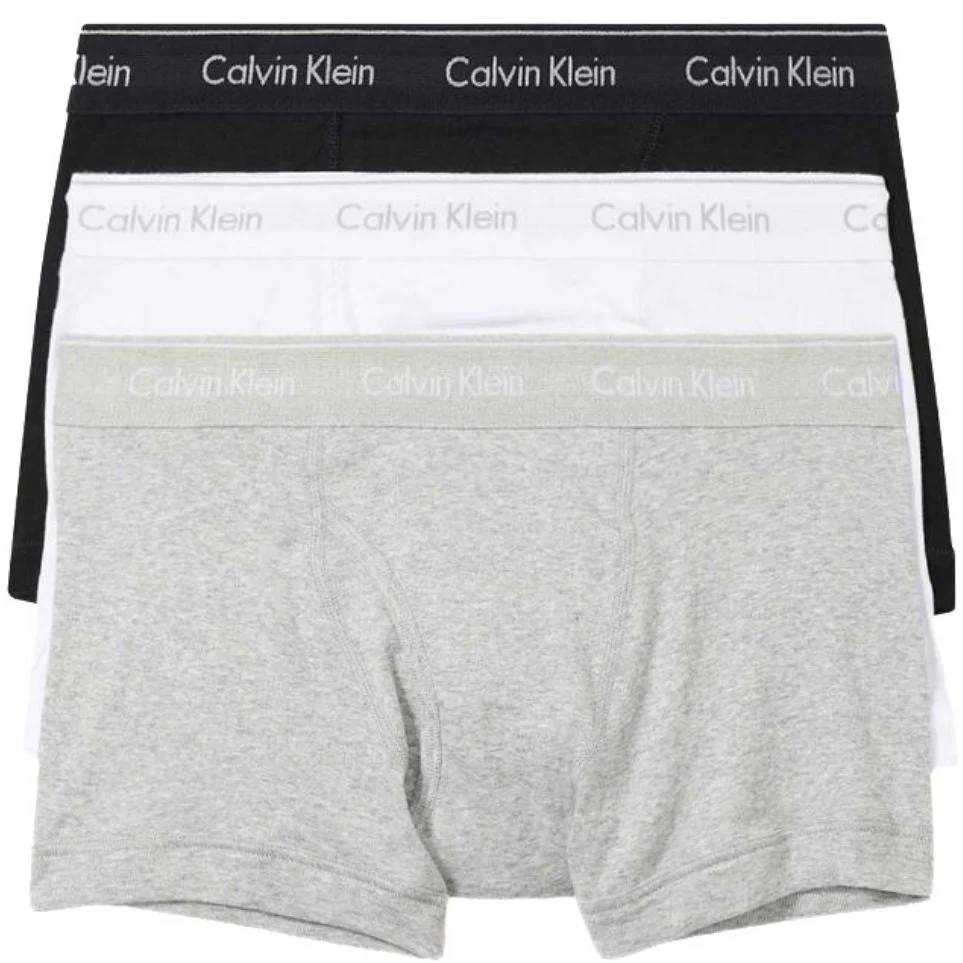 3-Pack Cotton Classics Boxer Trunks, Black/White/Grey - Image 4