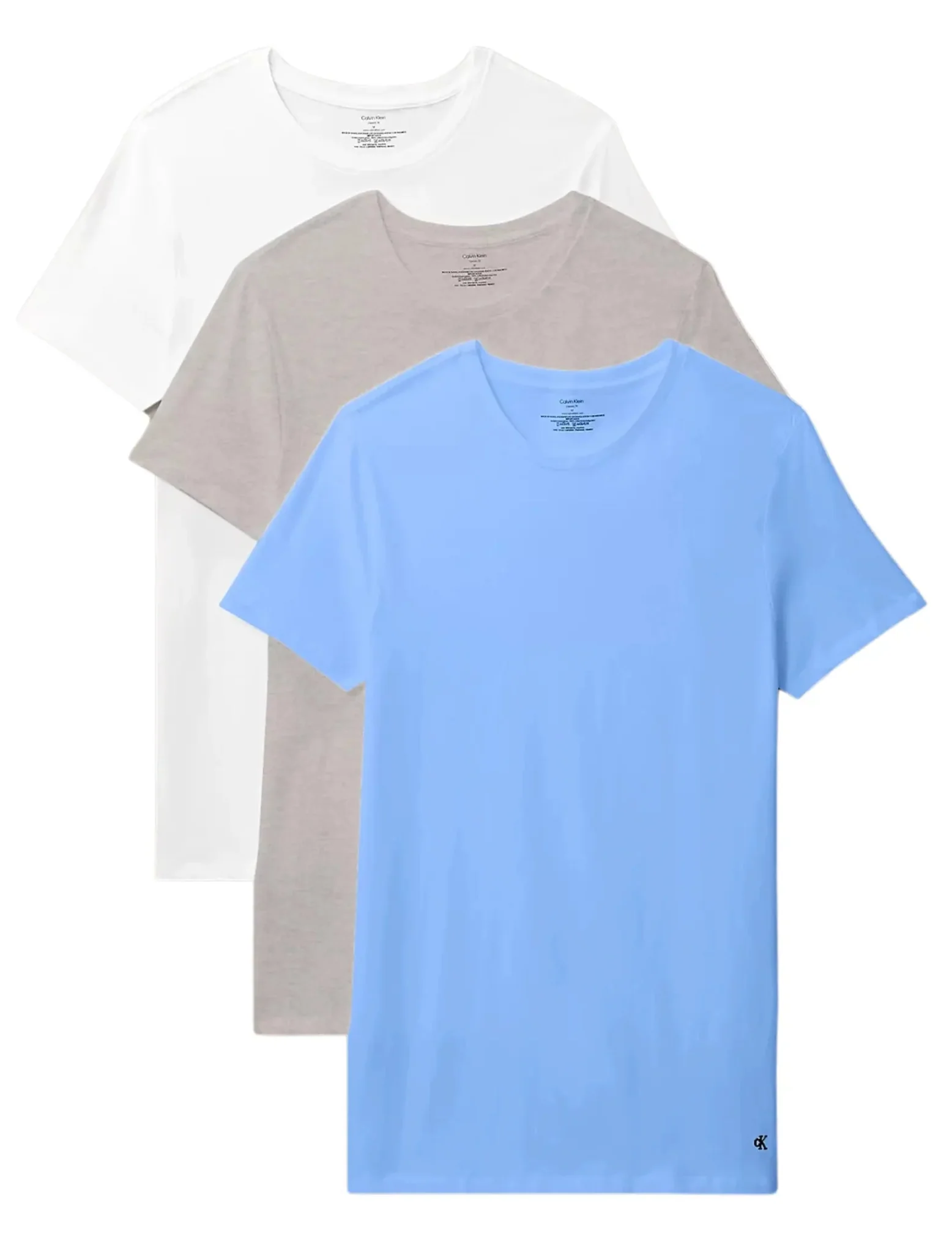 3-Pack Cotton Classics Crew-Neck T-Shirts, Glacier Blue/White/Grey