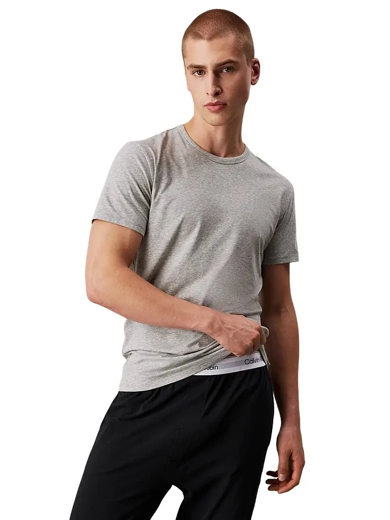 3-Pack Cotton Microfibre Stretch Crew-Neck T-Shirts, Black/White/Grey - Image 6