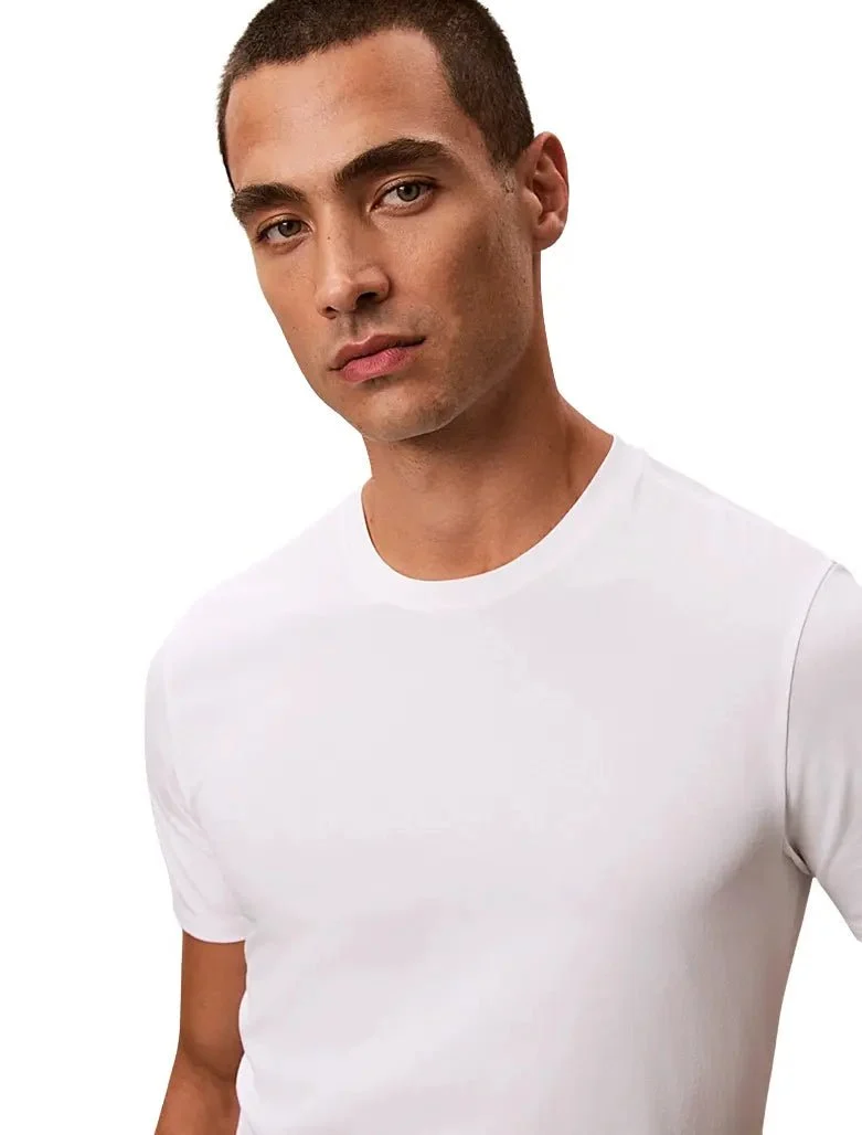 3-Pack Cotton Microfibre Stretch Crew-Neck T-Shirts, White - Image 5