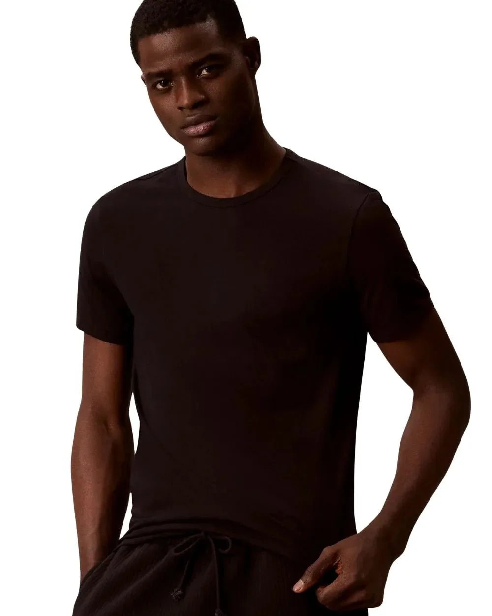 3-Pack Cotton Microfibre Stretch T-Shirts, Black/White/Blue - Image 2