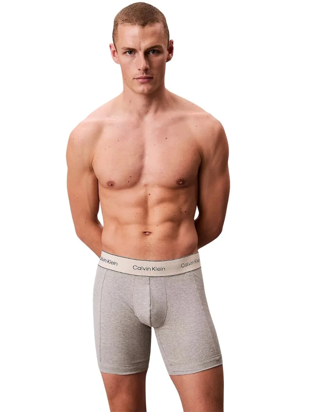 3-Pack Heritage Cotton Boxer Briefs, Oyster Grey / Grey Heather / White - Image 3