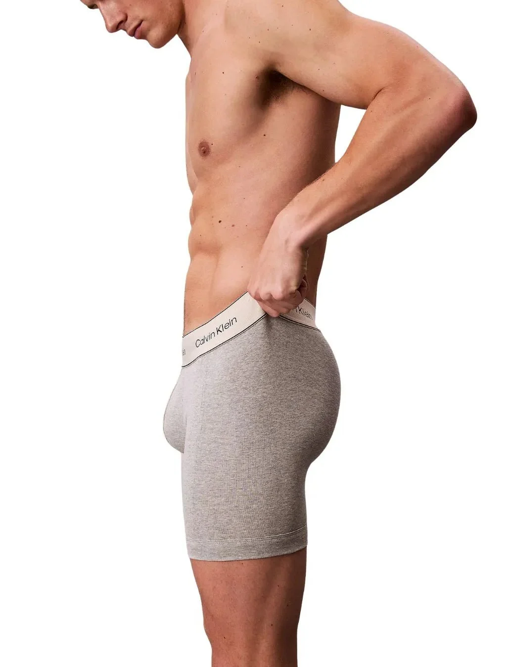 3-Pack Heritage Cotton Boxer Briefs, Oyster Grey / Grey Heather / White - Image 4