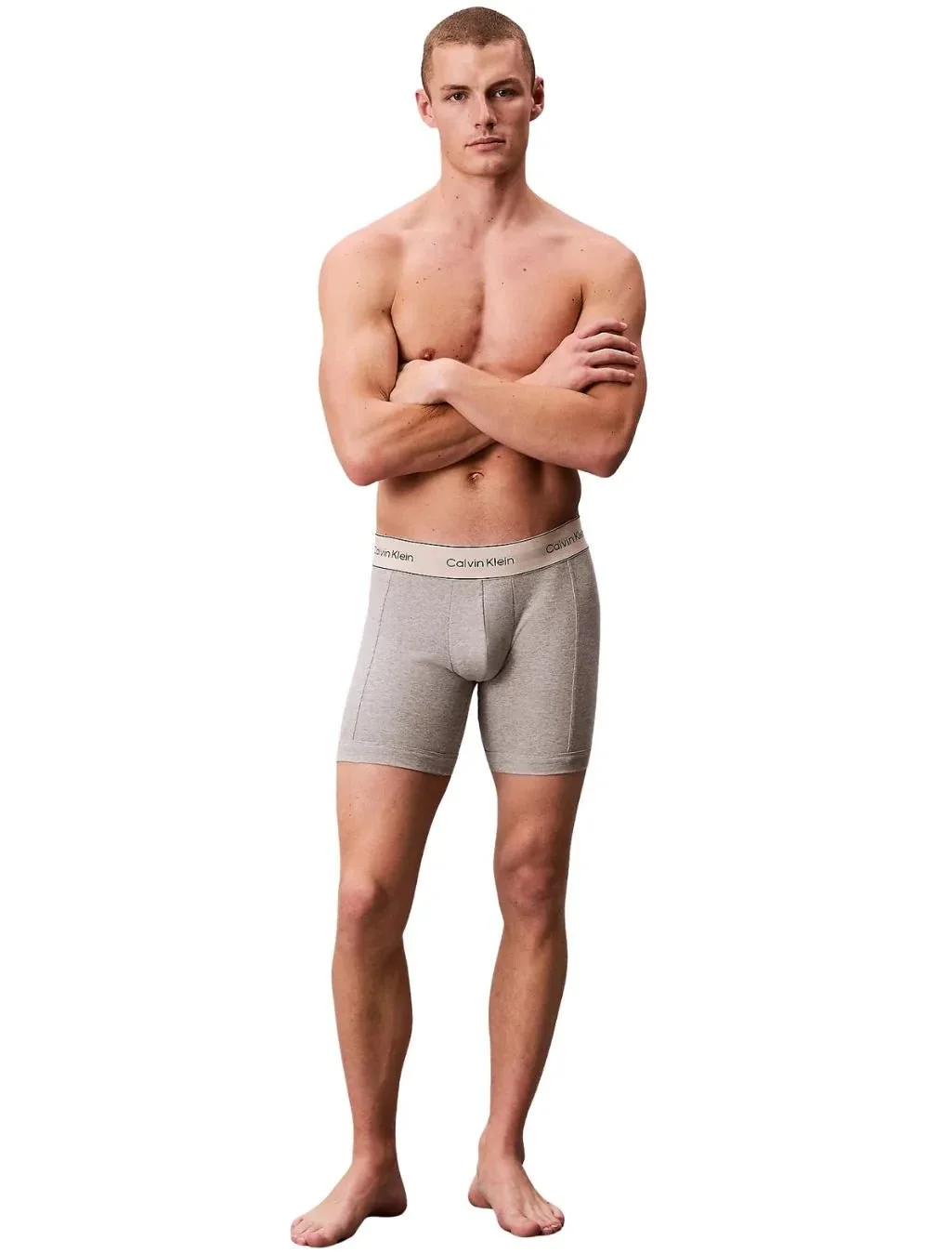 3-Pack Heritage Cotton Boxer Briefs, Oyster Grey / Grey Heather / White - Image 5